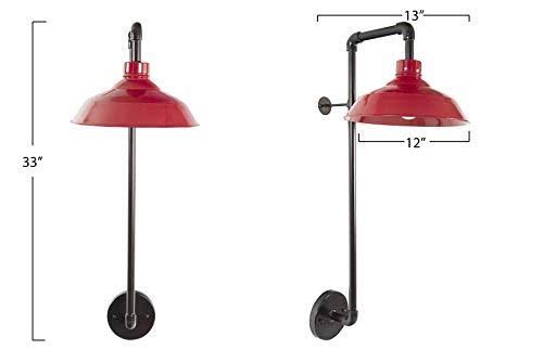 Creative Co-op EC0201 Metal Wall Round Shade Sconce, Red