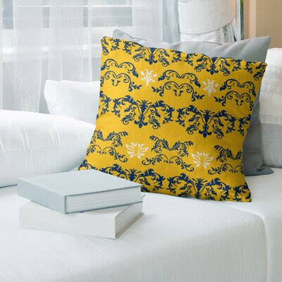 Los Angeles Flash Football Baroque Square Pillow Cover East Urban Home Color: Yellow/Navy/White, Size: 20x22 x 20