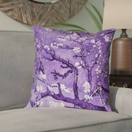 Bloomsbury Market Lei Almond Blossom Suede Pillow COVER, Purple