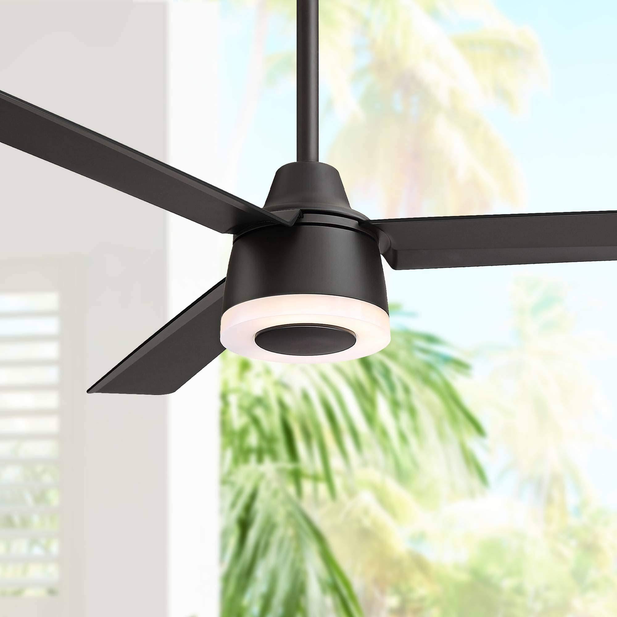 50x22 Temple Hill Modern Outdoor Ceiling Fan with Light LED Dimmable Remote Control Matte Black Damp Rated for Patio Porch - Cas