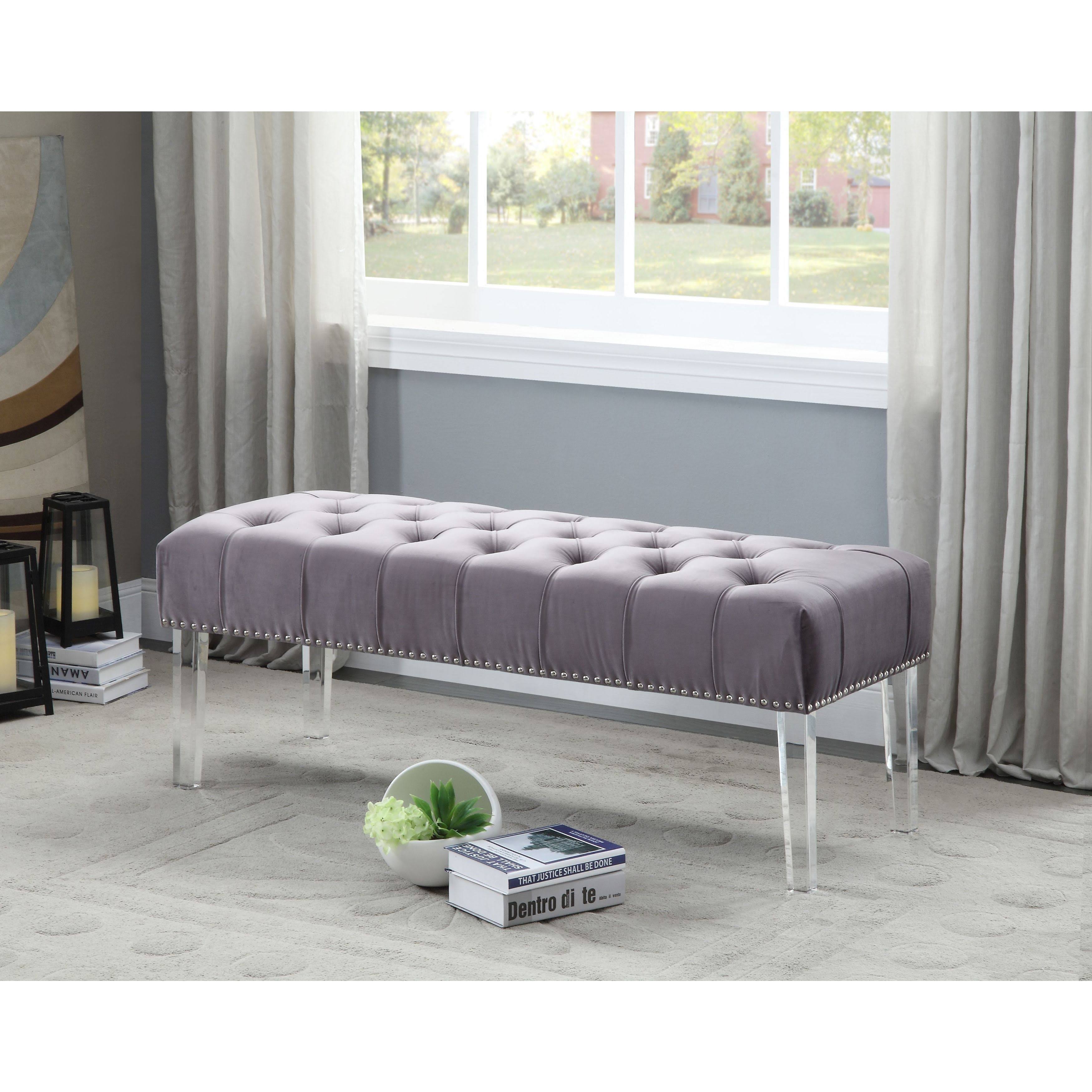 Meridian Furniture Celine Grey Velvet Bench
