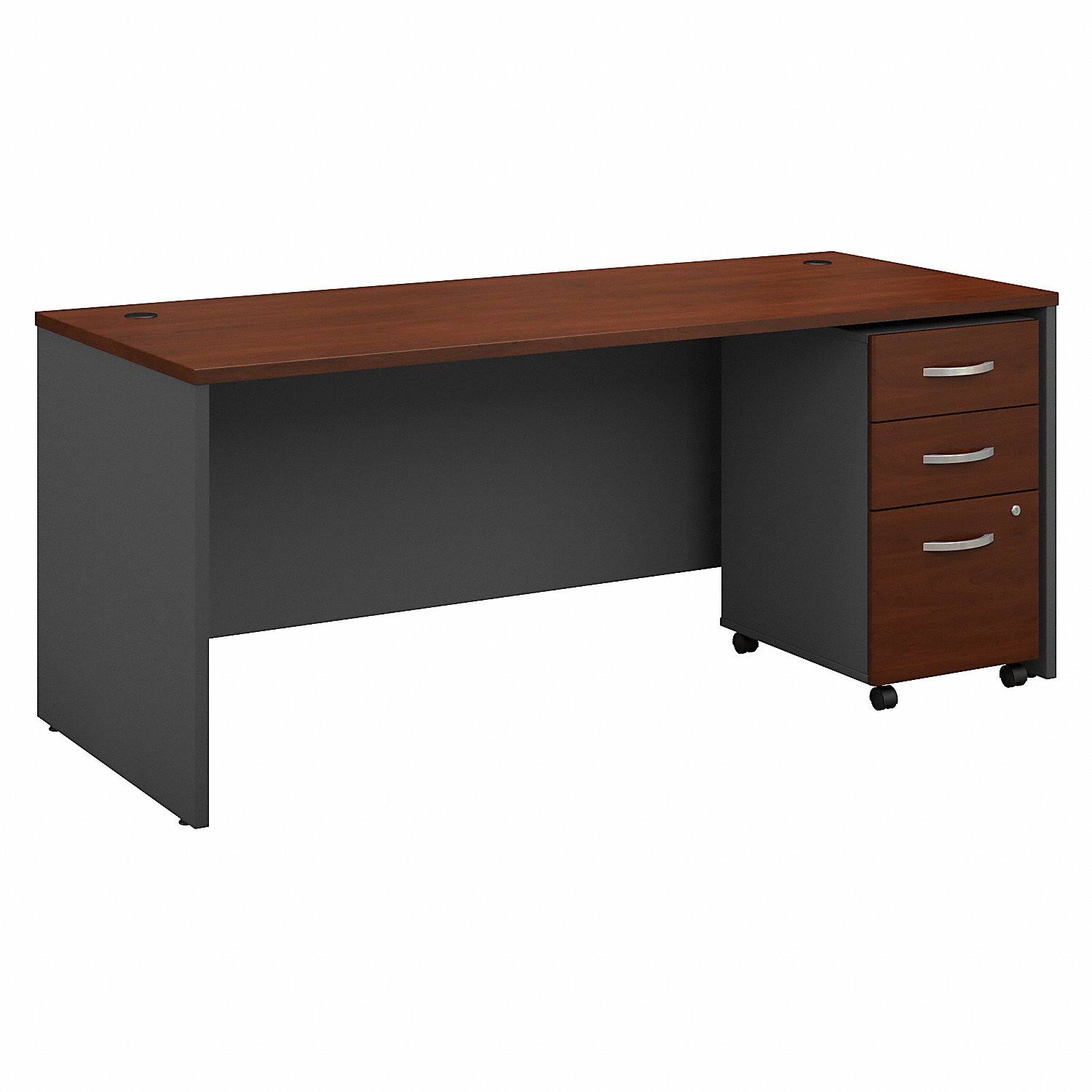 Bush Business Furniture Series C Office Desk with Mobile File Cabinet, 72w x 30D, Hansen Cherry