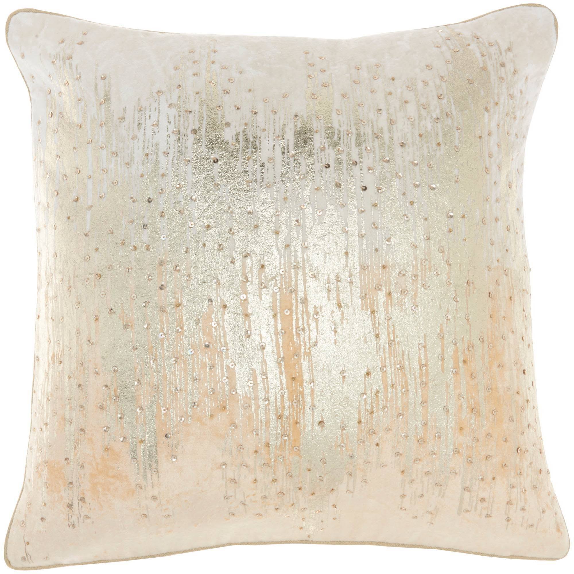 18x22x18x22 Sofia Ombre Met Sequins Square Throw Pillow Beige - Mina Victory