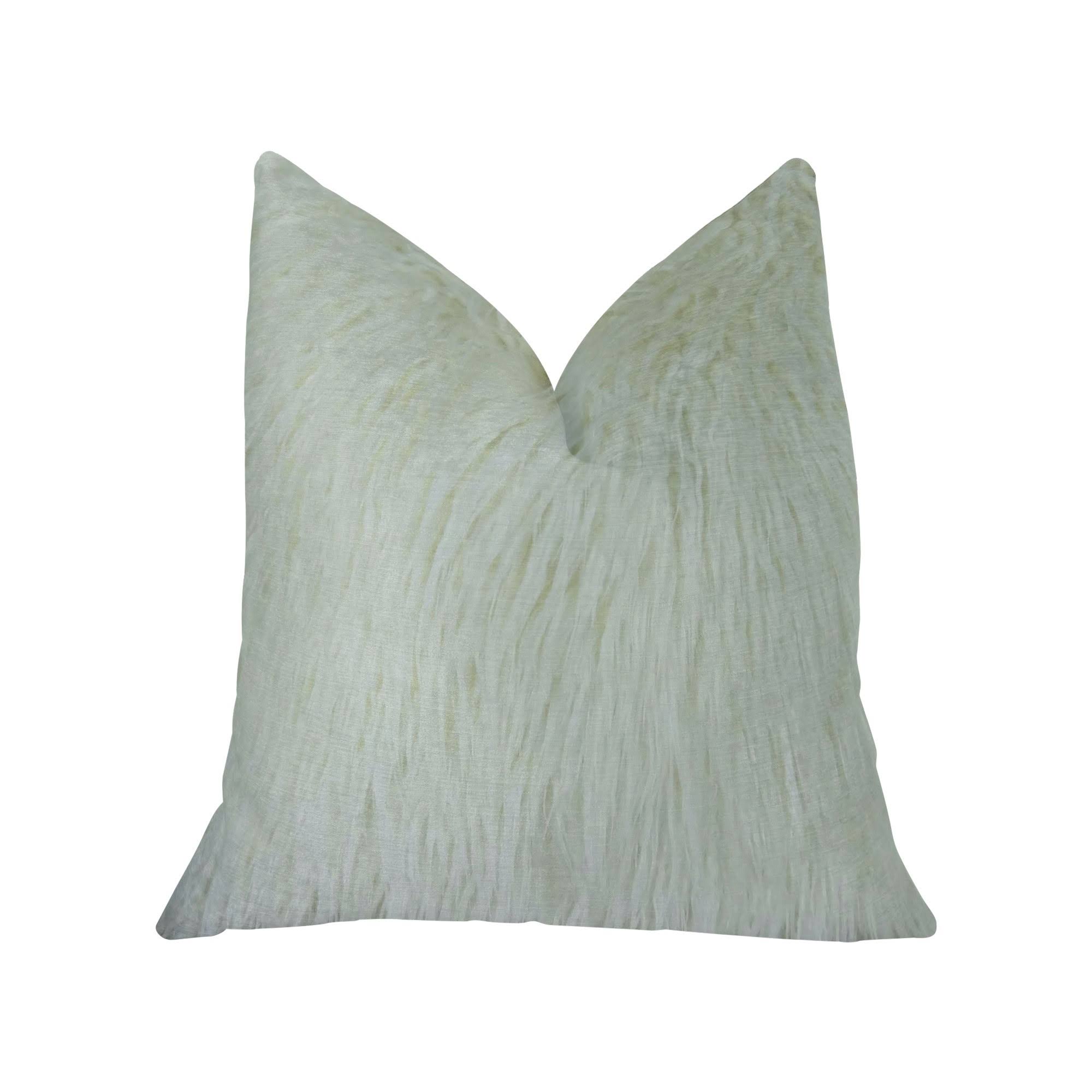 Plutus Fuzzy Mongolian Fur White Handmade Luxury Pillow, Size: 20x22 x 26x22