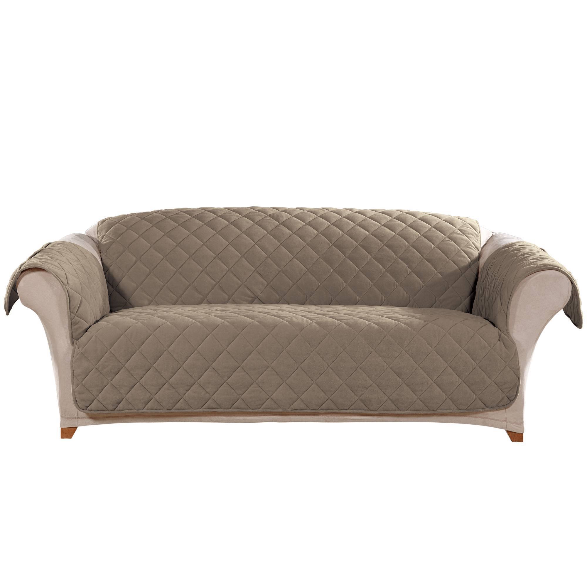 SureFit Reversible Suede to Microfiber Sofa Furniture COVER, Pockets - Taupe