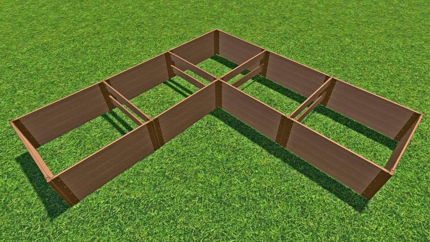 Frame It All Tool-Free Classic Sienna Raised Garden Bed L Shaped 12& x 12& x 16.5 2 Profile