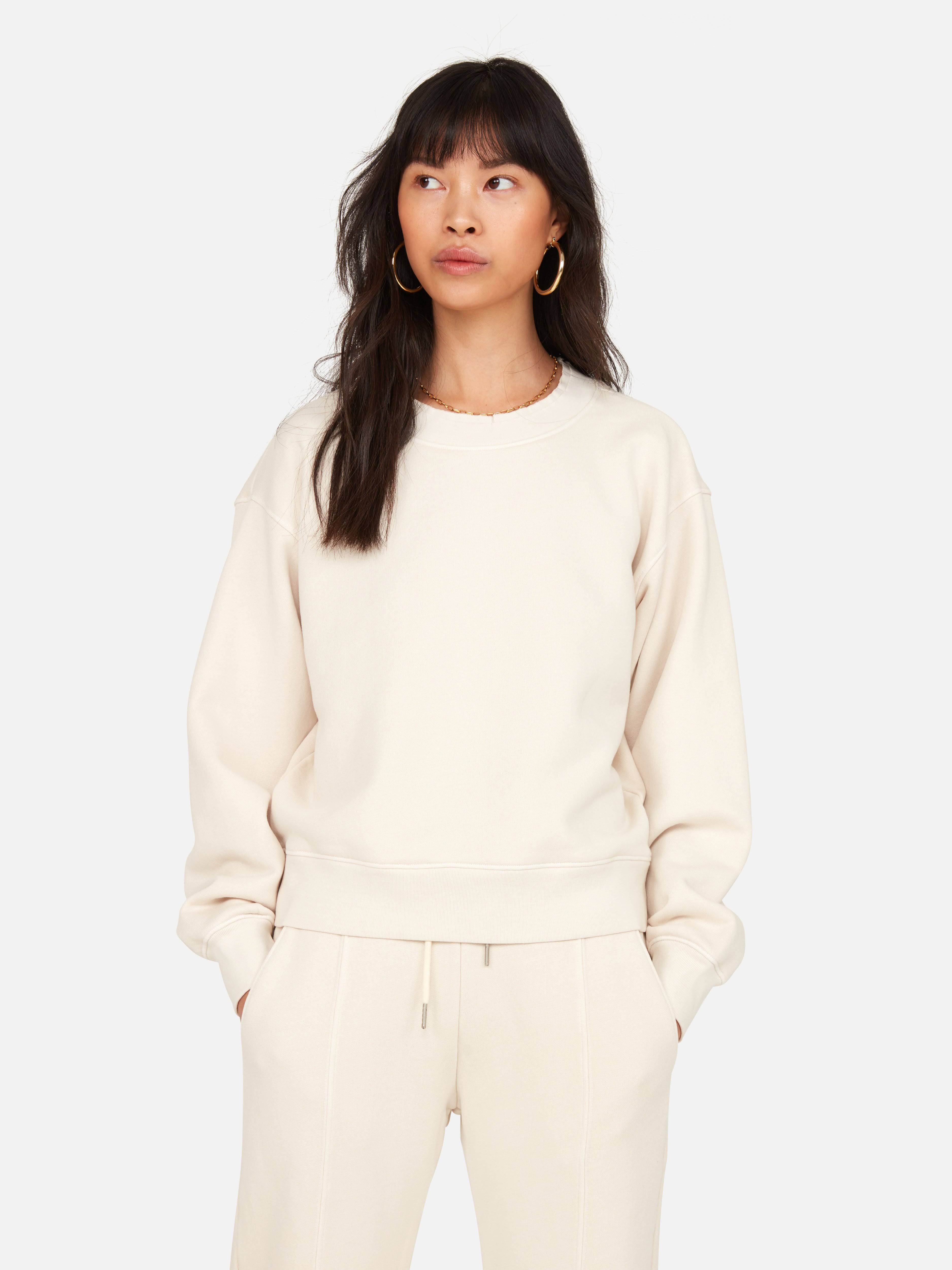 Fleece Raw Neck Sweatshirt Bone / XL