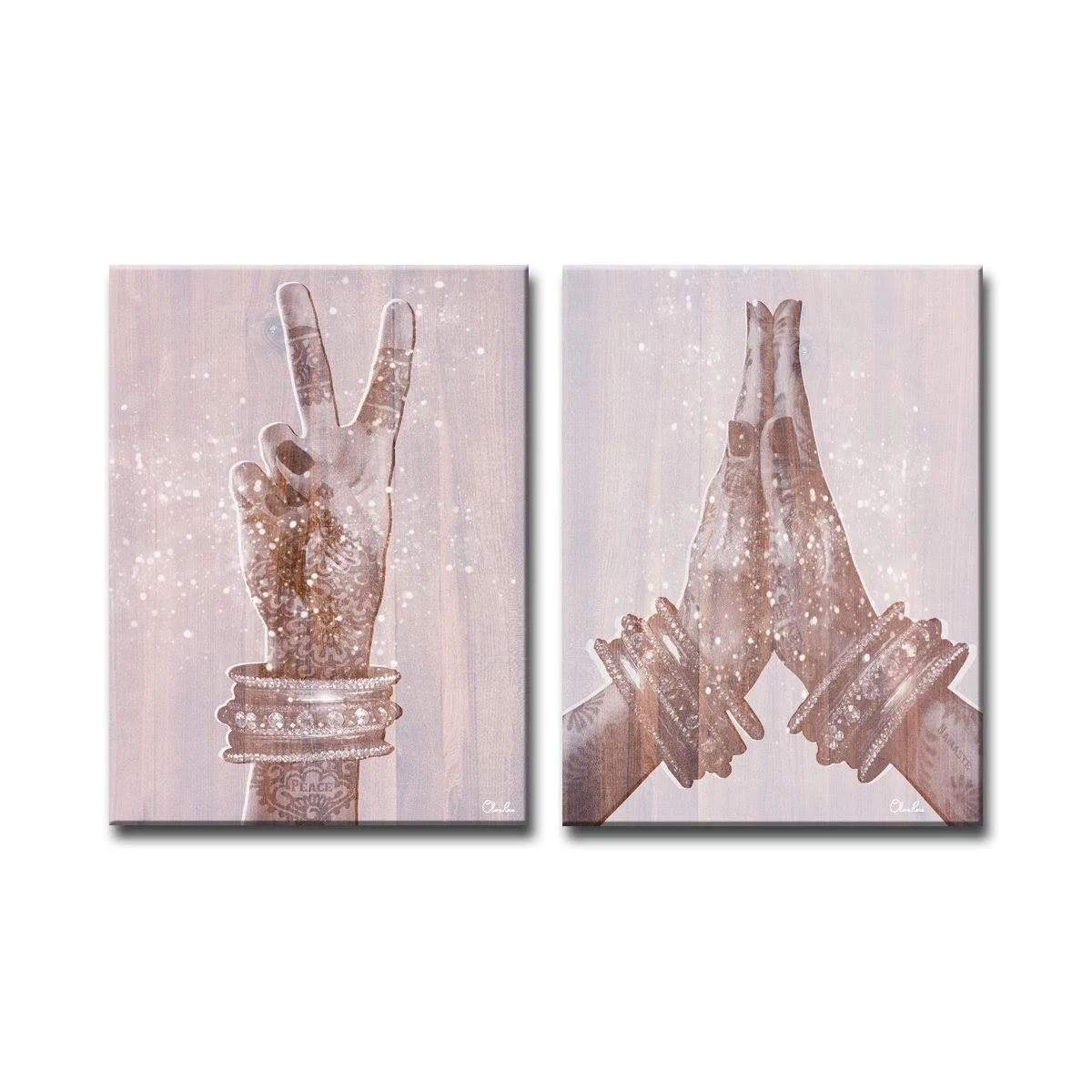 Ready2HangArt Peace and Namaste Inspirational 2 Piece Canvas by Olivia Rose