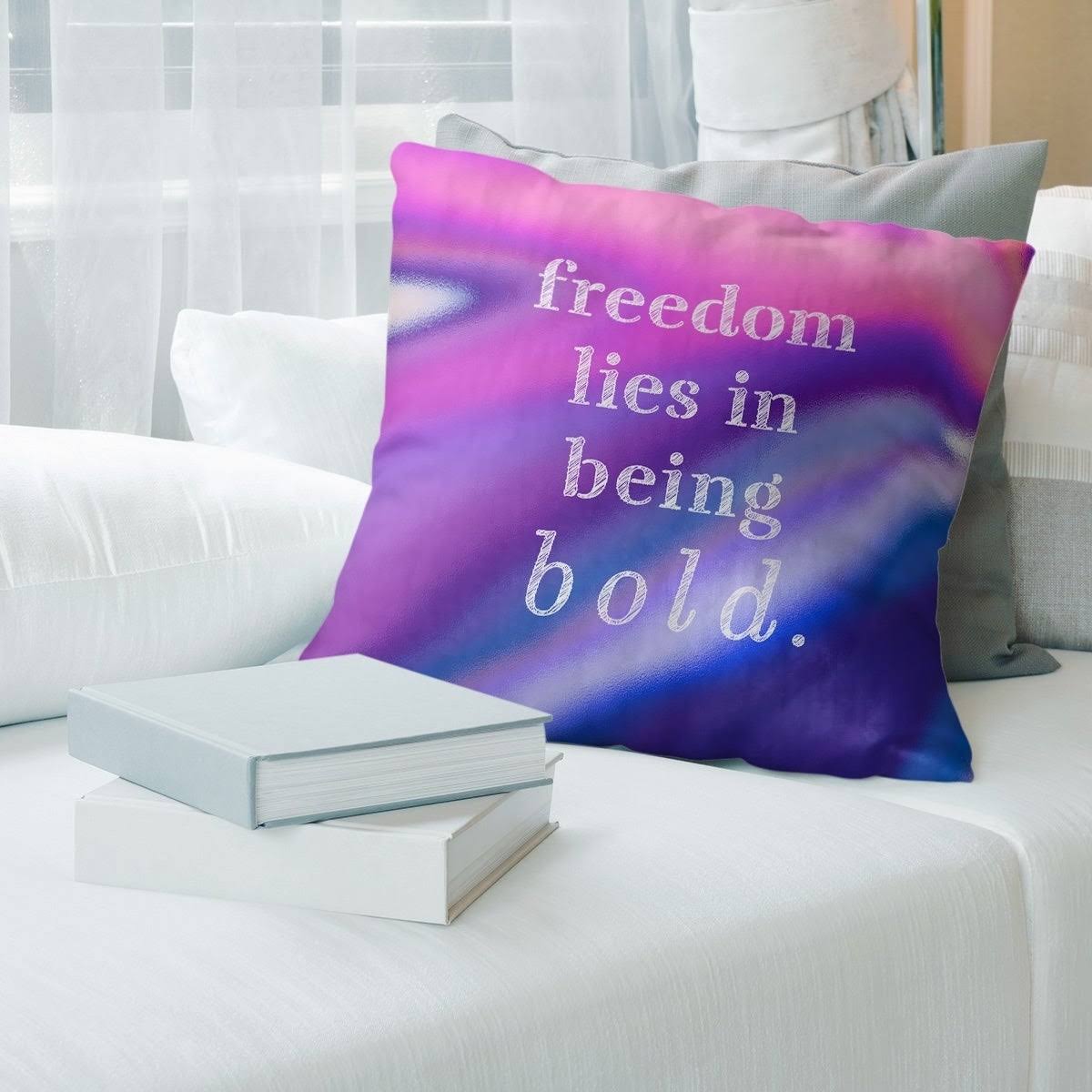 Quotes Multicolor Background Be Bold Inspirational Quote Pillow-Faux Linen - 26 x 26 - Square - Zipper Closure - Large - Removab