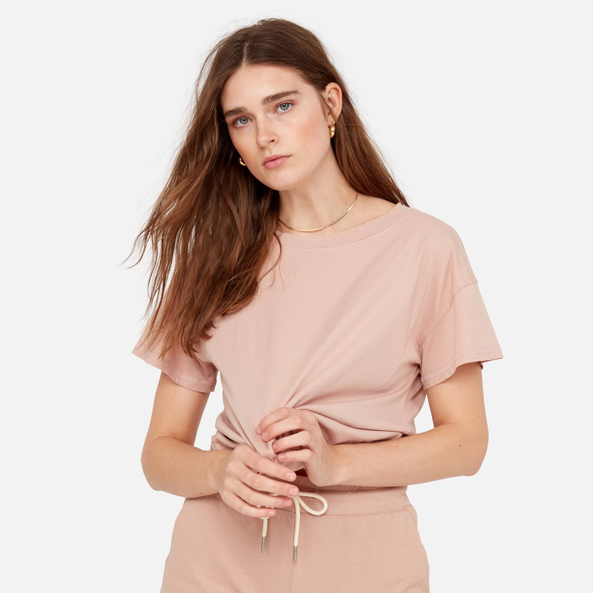 Organic Cotton Raw Neck Boxy Tee Rose / 2x