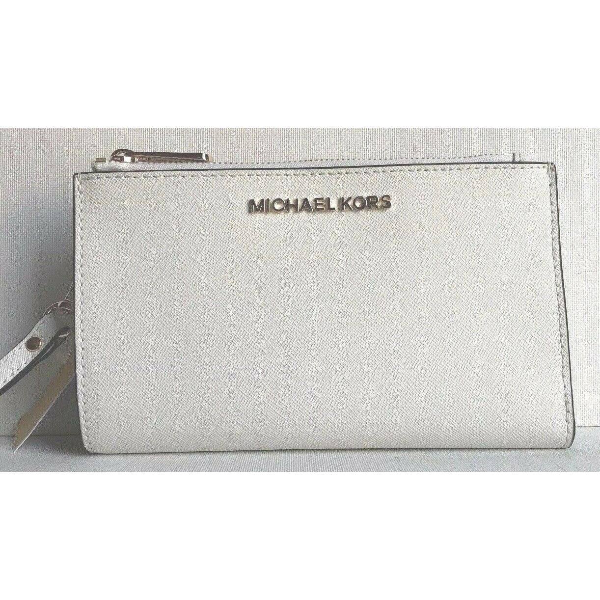 Michael Kors Jet Set Travel Double Zip Wristlet Optic White