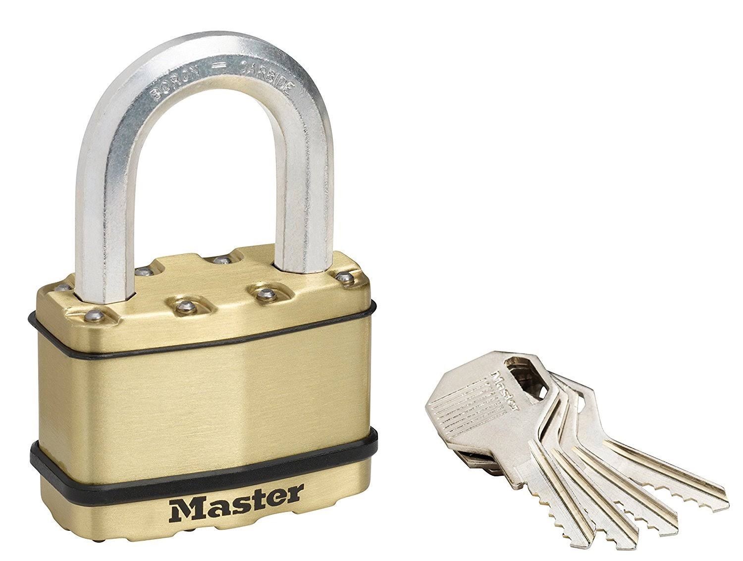 Master Lock Excell Laminated Steel Padlock with Brass Finish 64MM.