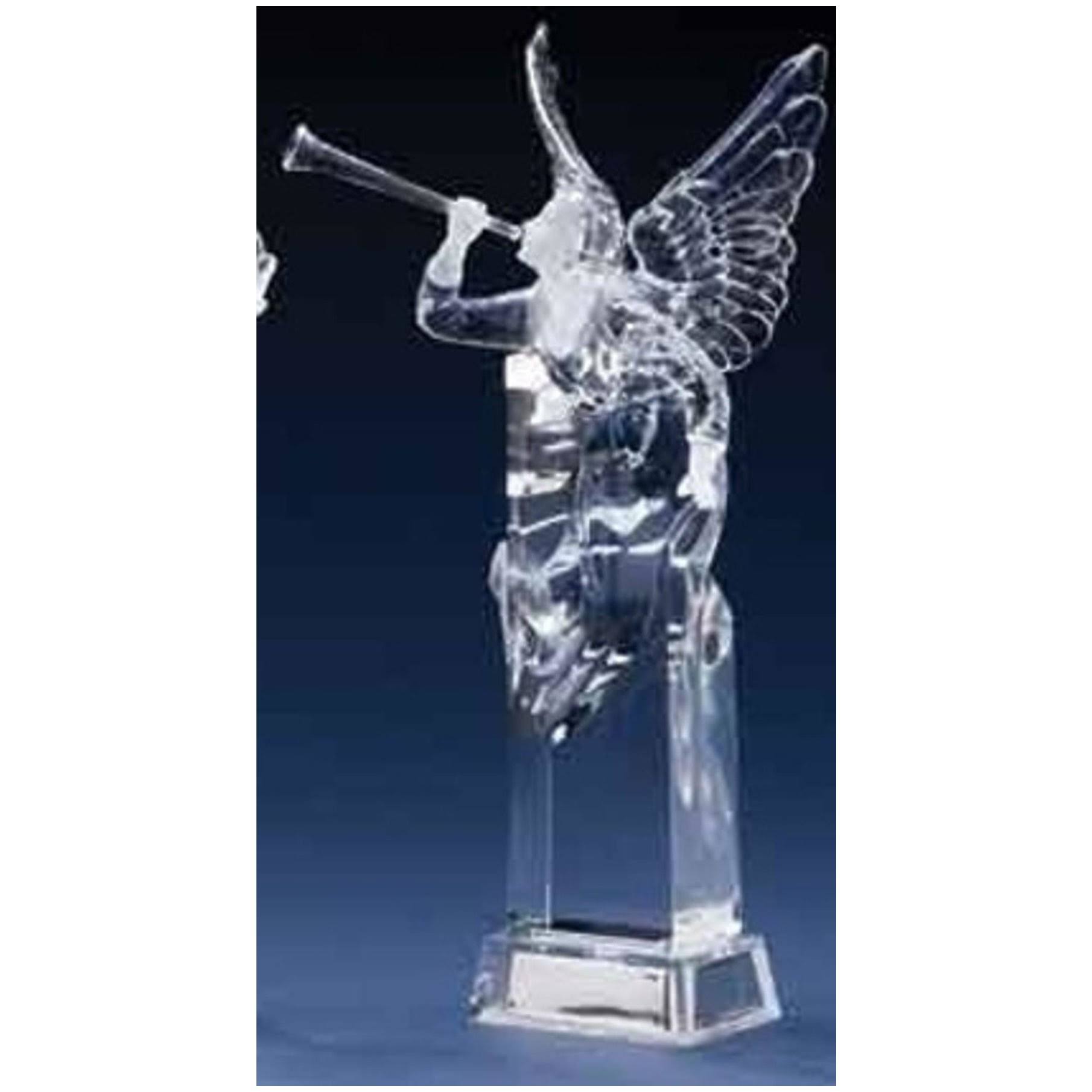 11.5x22 Icy Crystal LED Lighted Christmas Angel Figure with Trumpet Horn