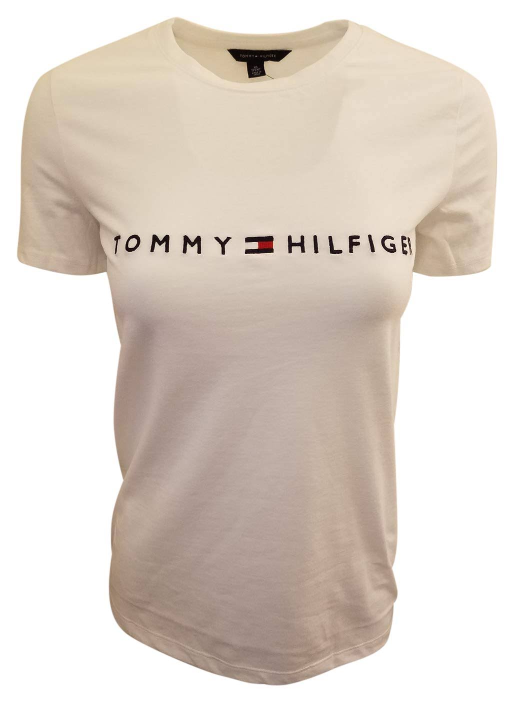 Tommy Hilfiger Women's New Line Crew-Neck T-Shirt (Medium, White)