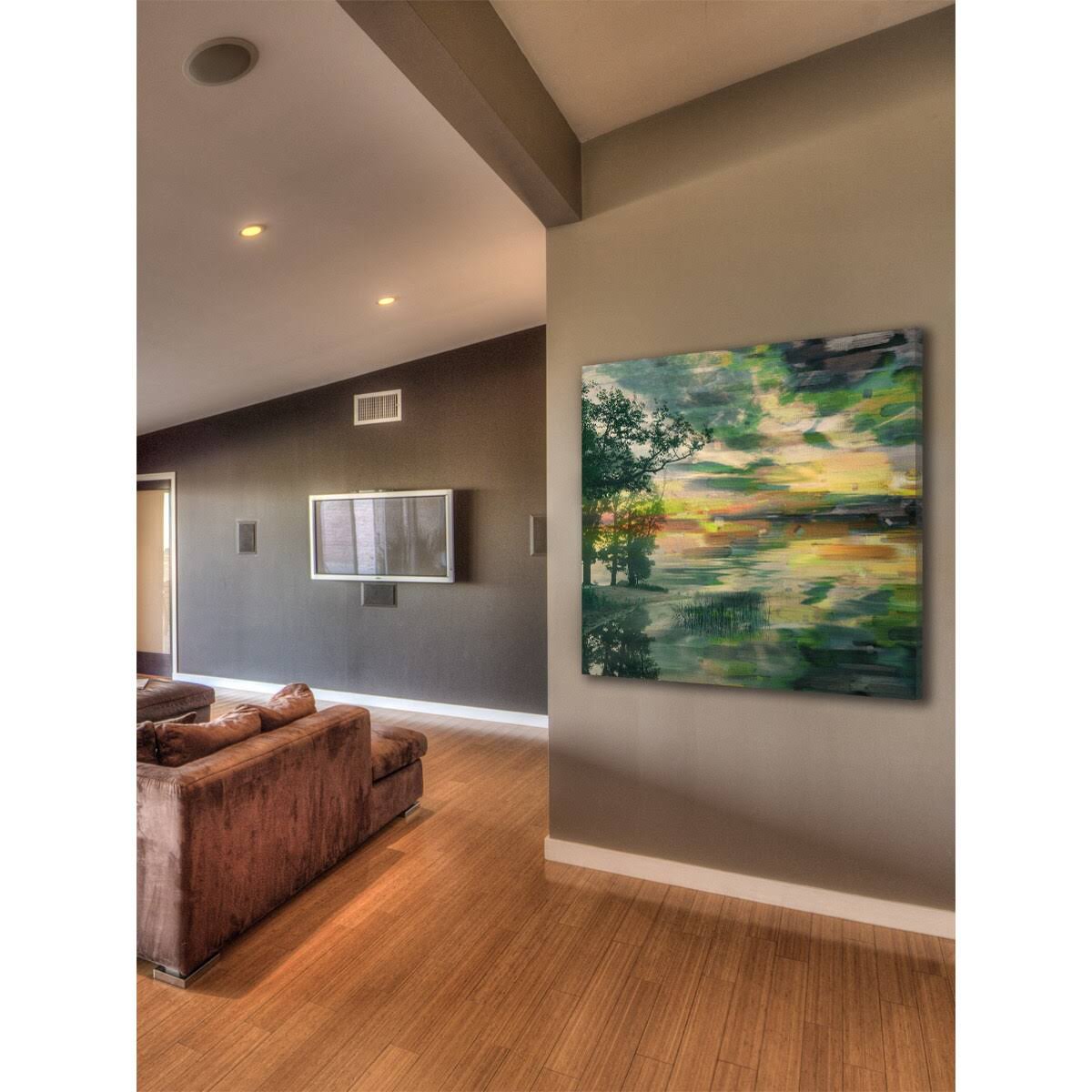 Parvez Taj Lakeside Trees Art Print on Premium Canvas 32 x 32