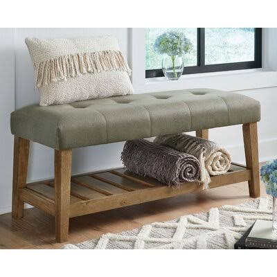 Kalgoorlie Upholstered Shelves Storage Bench Lark Manor Color/Pattern: Taupe