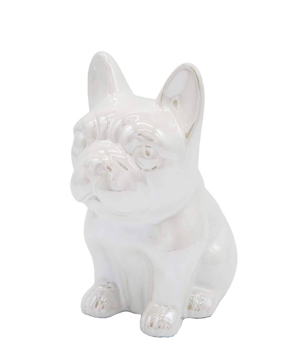 Nayothecorgi Sitting Frenchie Ceramic Statue - Metallic Pearl