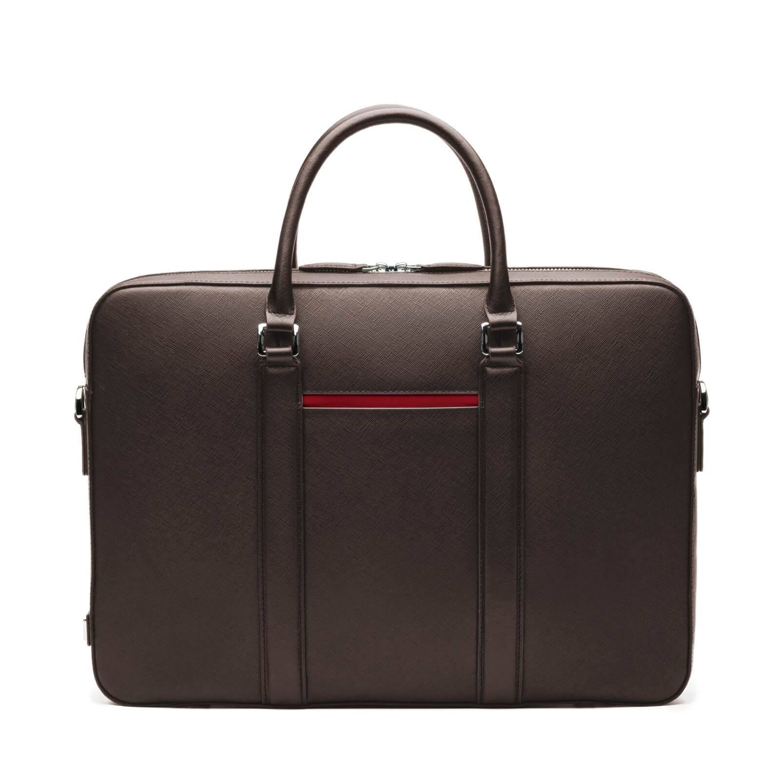 Maverick u0026 Co. - Manhattan 16’ Laptop Saffiano Leather Unisex Briefcase Brown