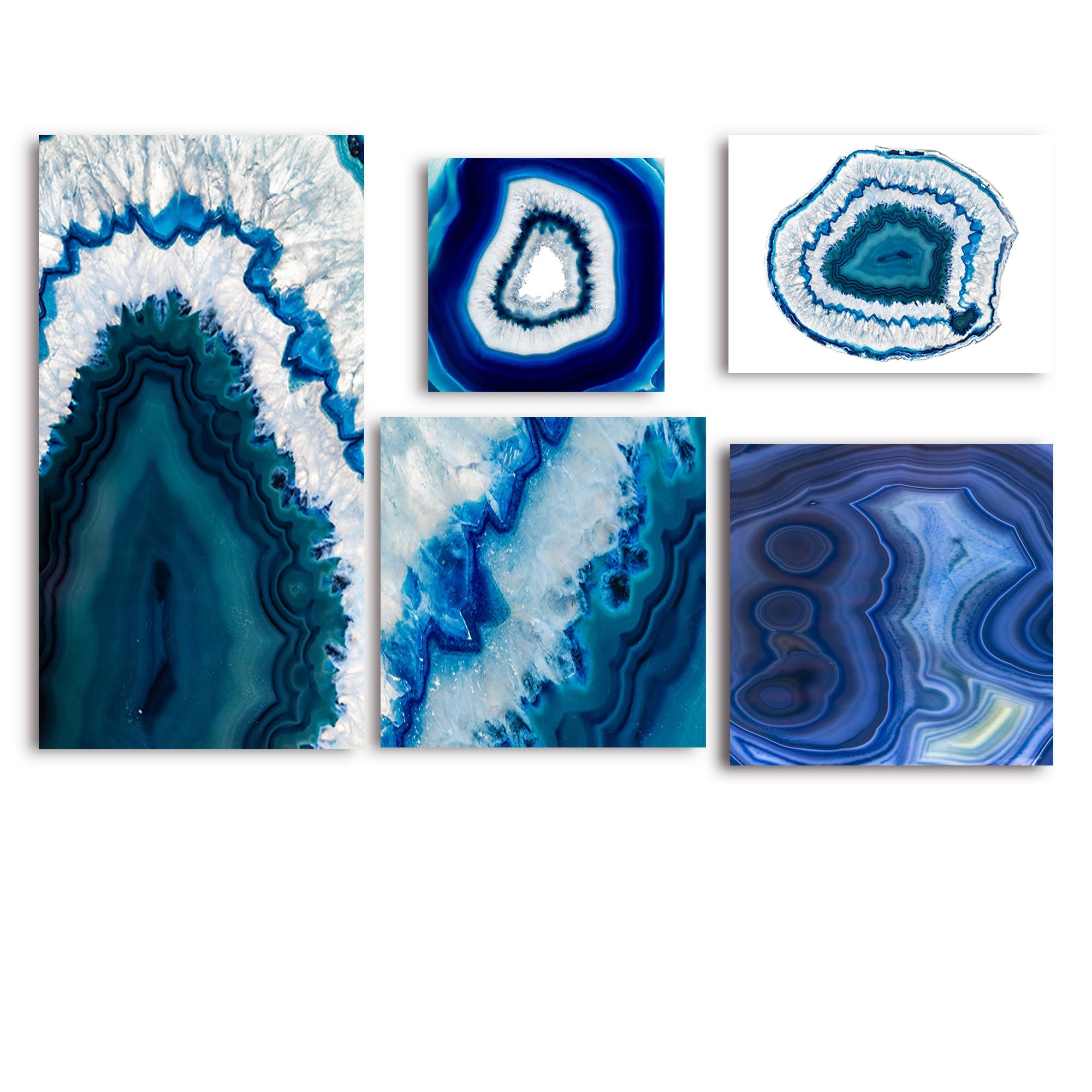 Designart - Geode Collection - Traditional Wall Art Set of 5 Blue