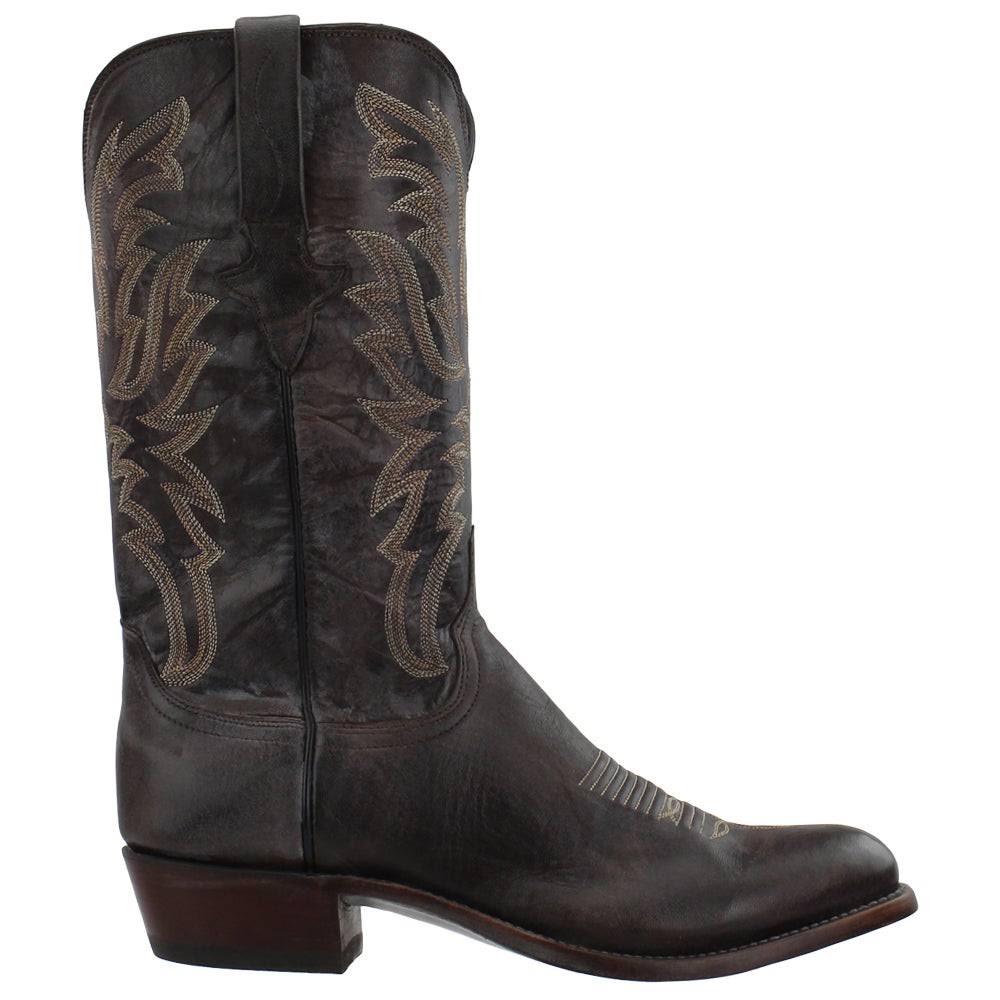 Lucchese Bootmaker Men's Milo R Toe Western Boot, Size: 10.5, Antique Dark Brown Goat