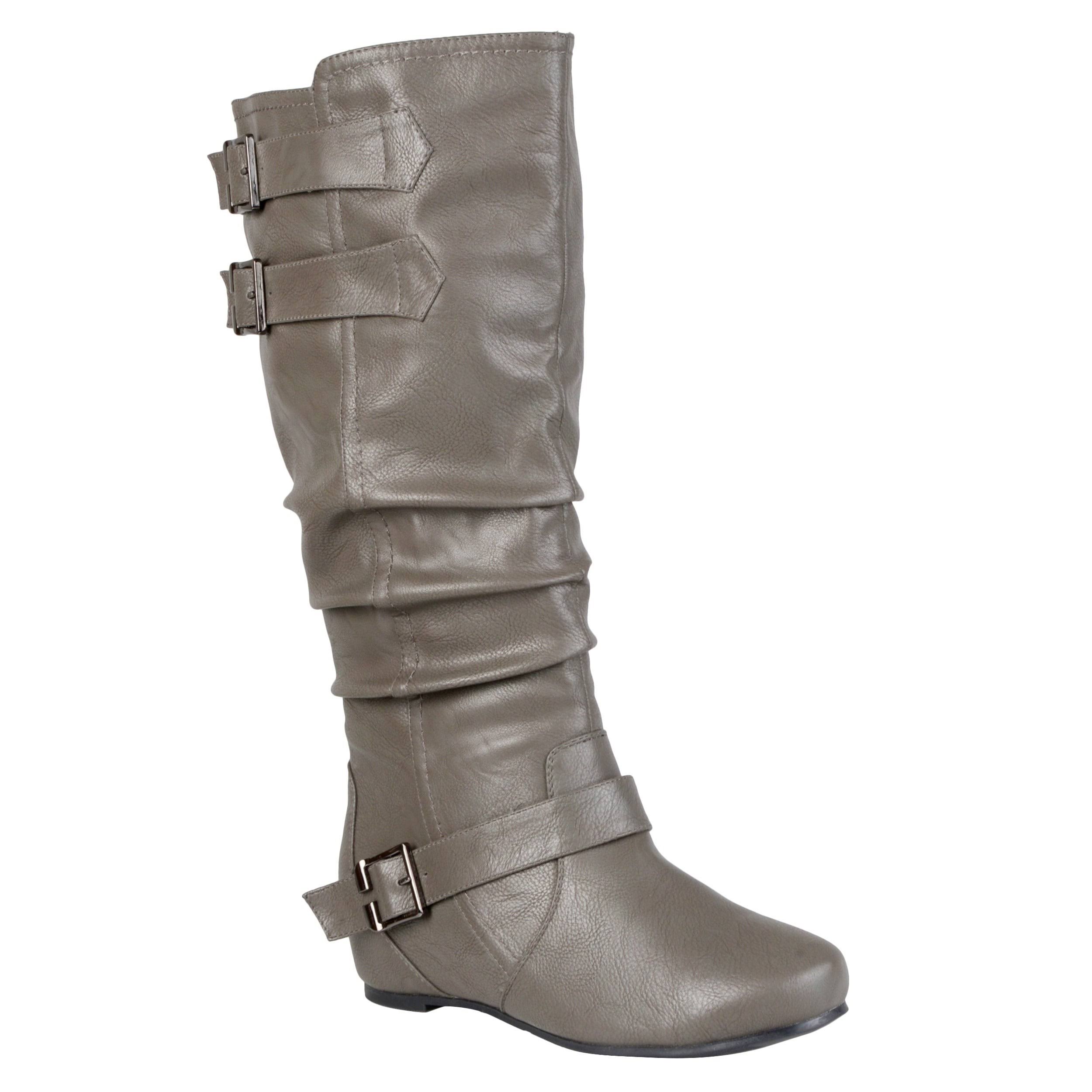 Journee Collection Women's &Tiffany& Regular and Wide-Calf Slouch Boot - Grey - 7
