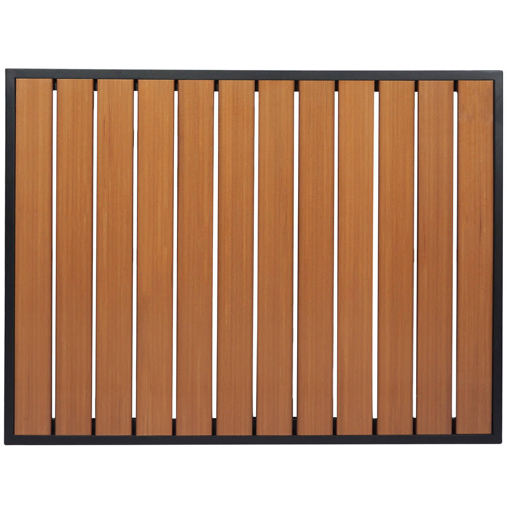 BFM Seating PH2432TKBLU Synthetic Teakwood Table Top, 24x22Wx32x22D, Black