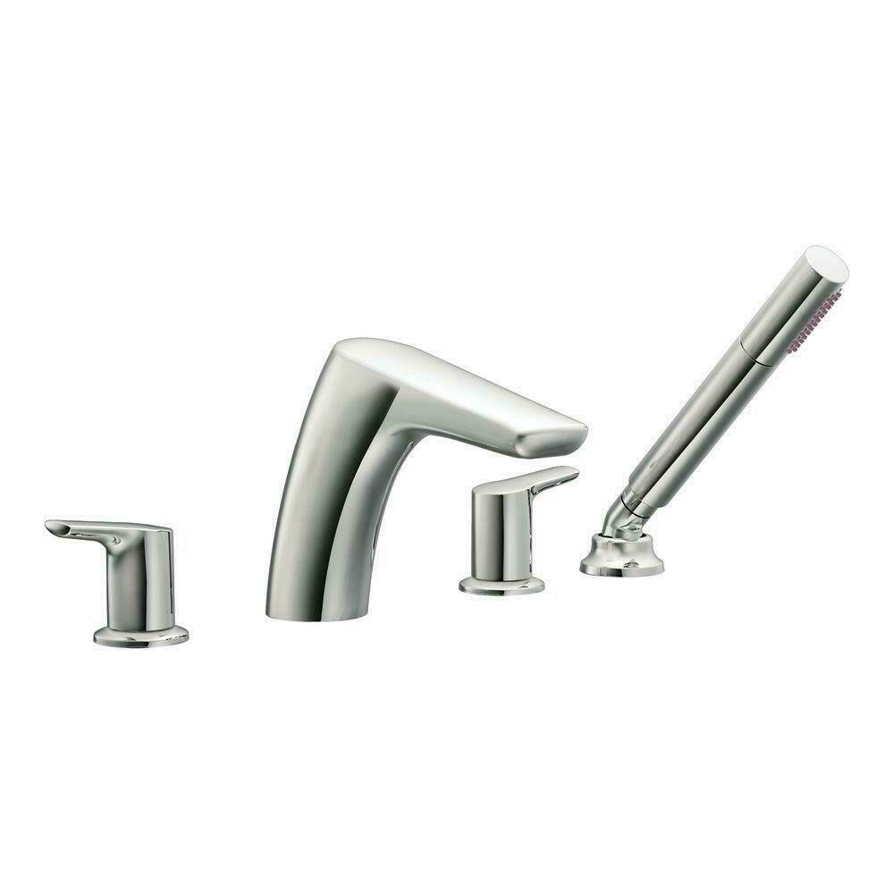 Moen Method Chrome Two-Handle Low Arc Roman Tub Faucet with Hand Shower T987