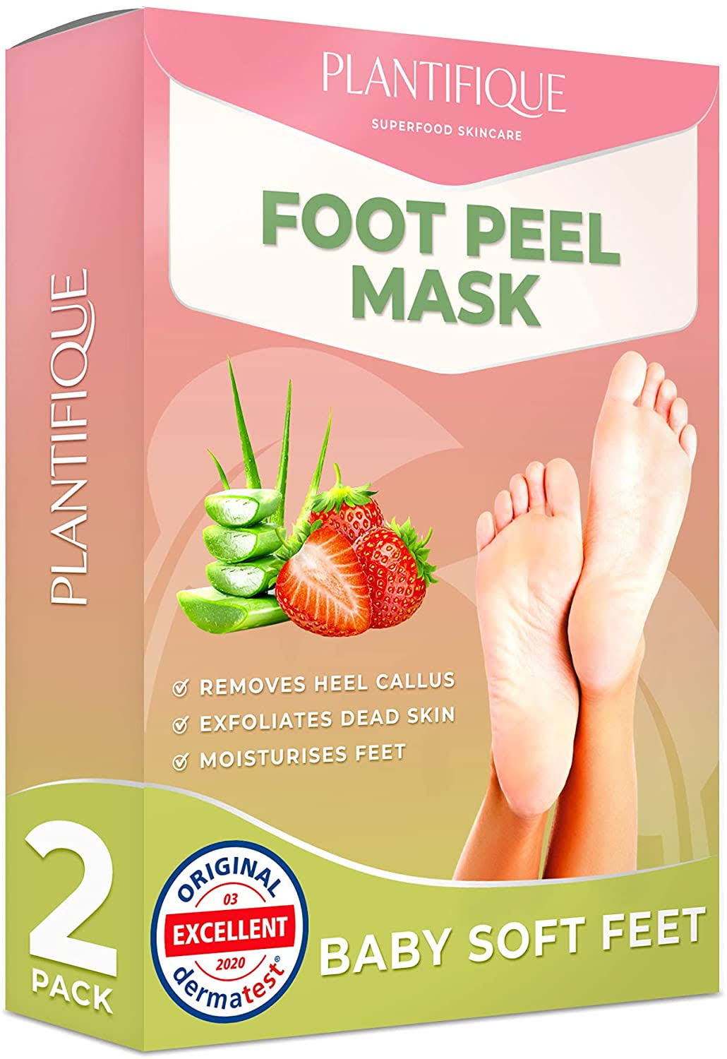 Plantifique Foot Peel Mask - Dermatologist Tested Foot Exfoliator Peeling Scrub for Dry, Cracked Feet Repair Heel | Callus and D
