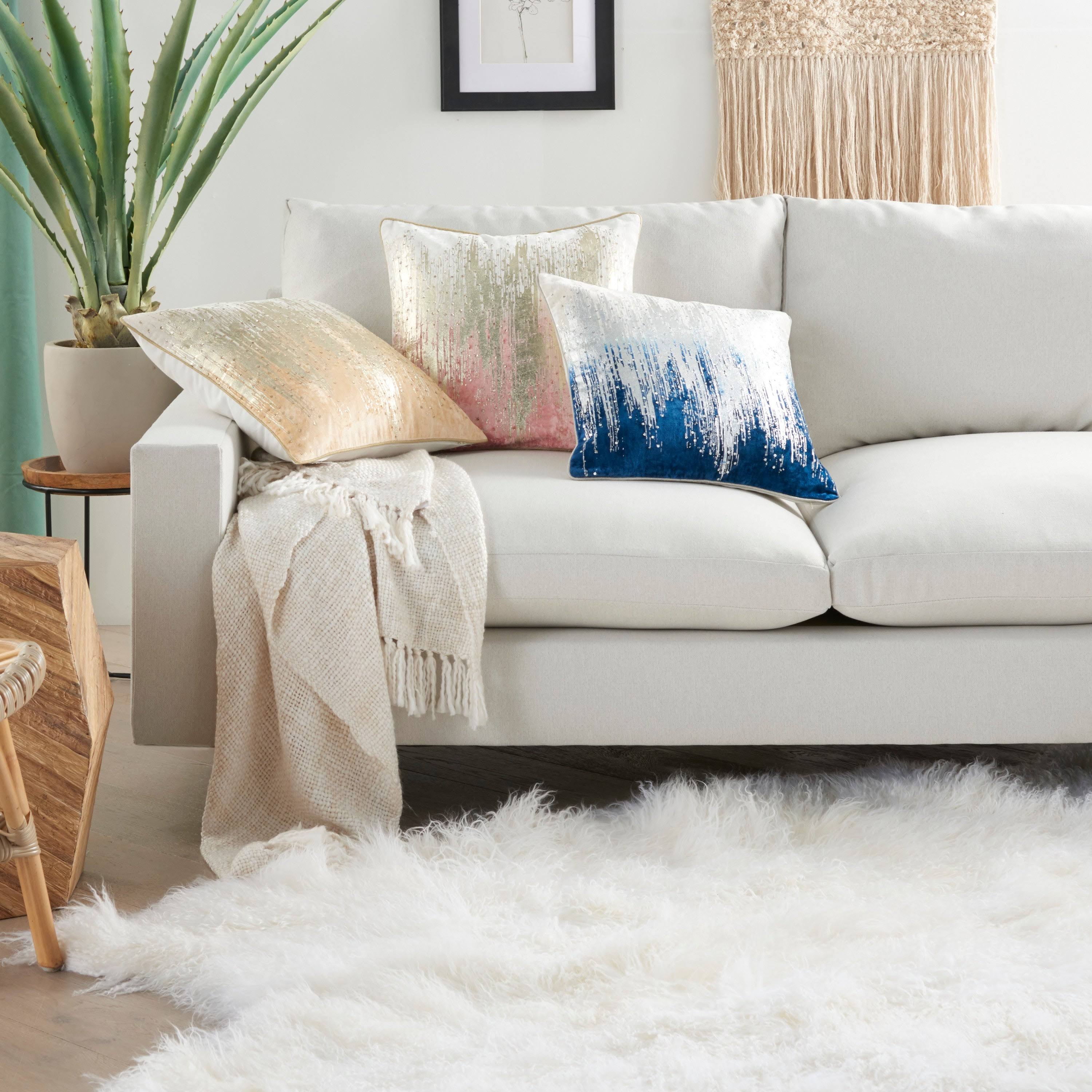 18x22x18x22 Sofia Ombre Met Sequins Square Throw Pillow Beige - Mina Victory