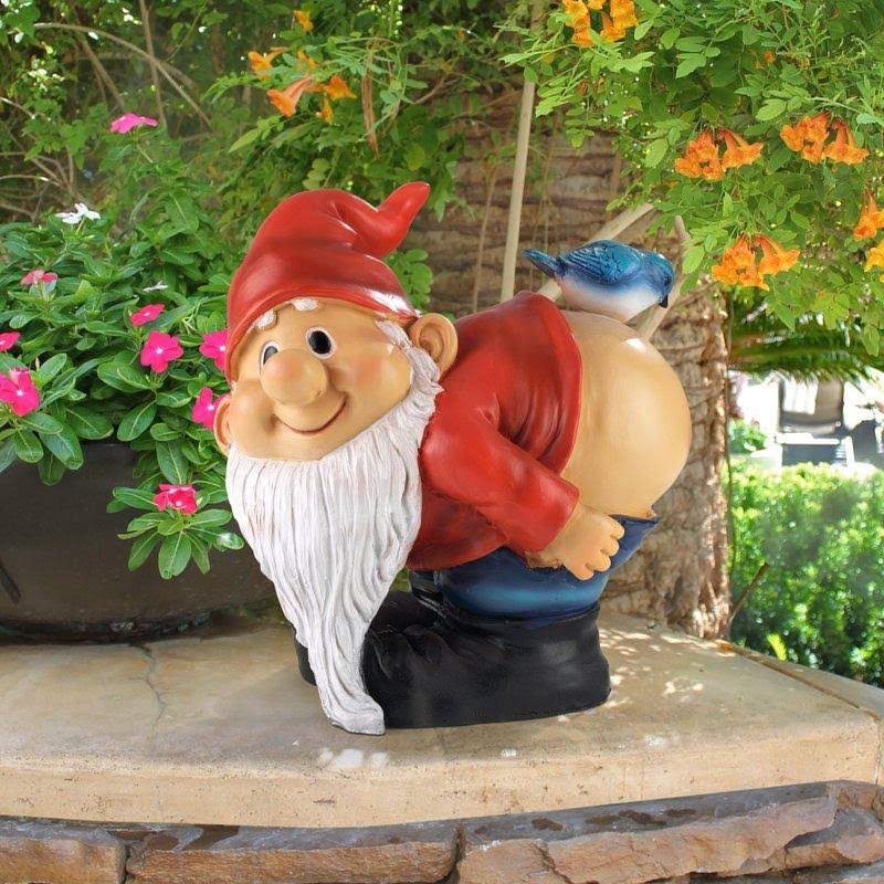 Design Toscano Loonie Moonie Bare Buttocks Garden Gnome Statue, Large