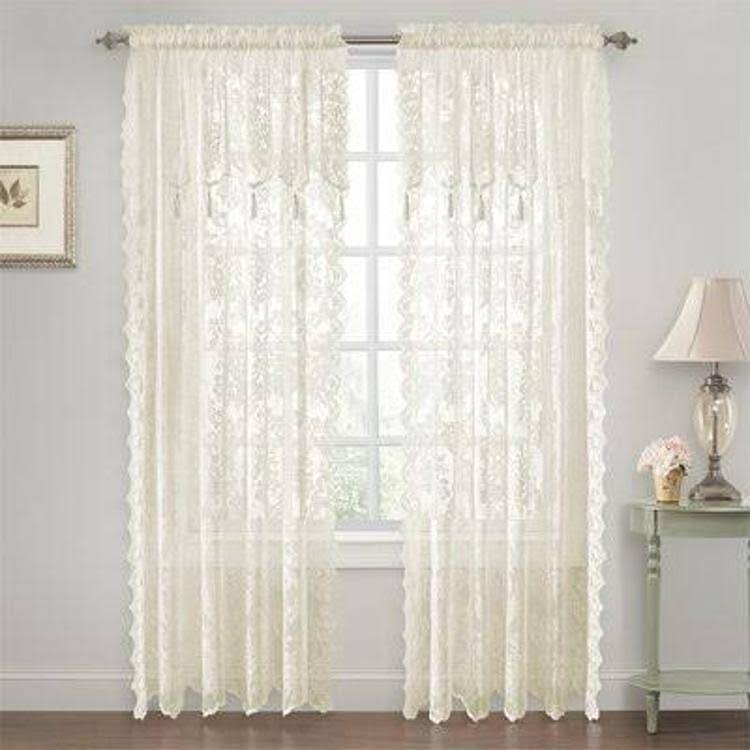 Elegance Lace Floral Semi-Sheer Rod Pocket Curtain Panels Astoria Grand Curtain