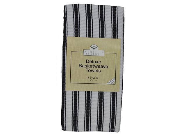 Eurow Nouvelle Legende Basketweave Woven Cotton Absorbent Kitchen Towels Machine Washable 19 x 29 in Set of 8