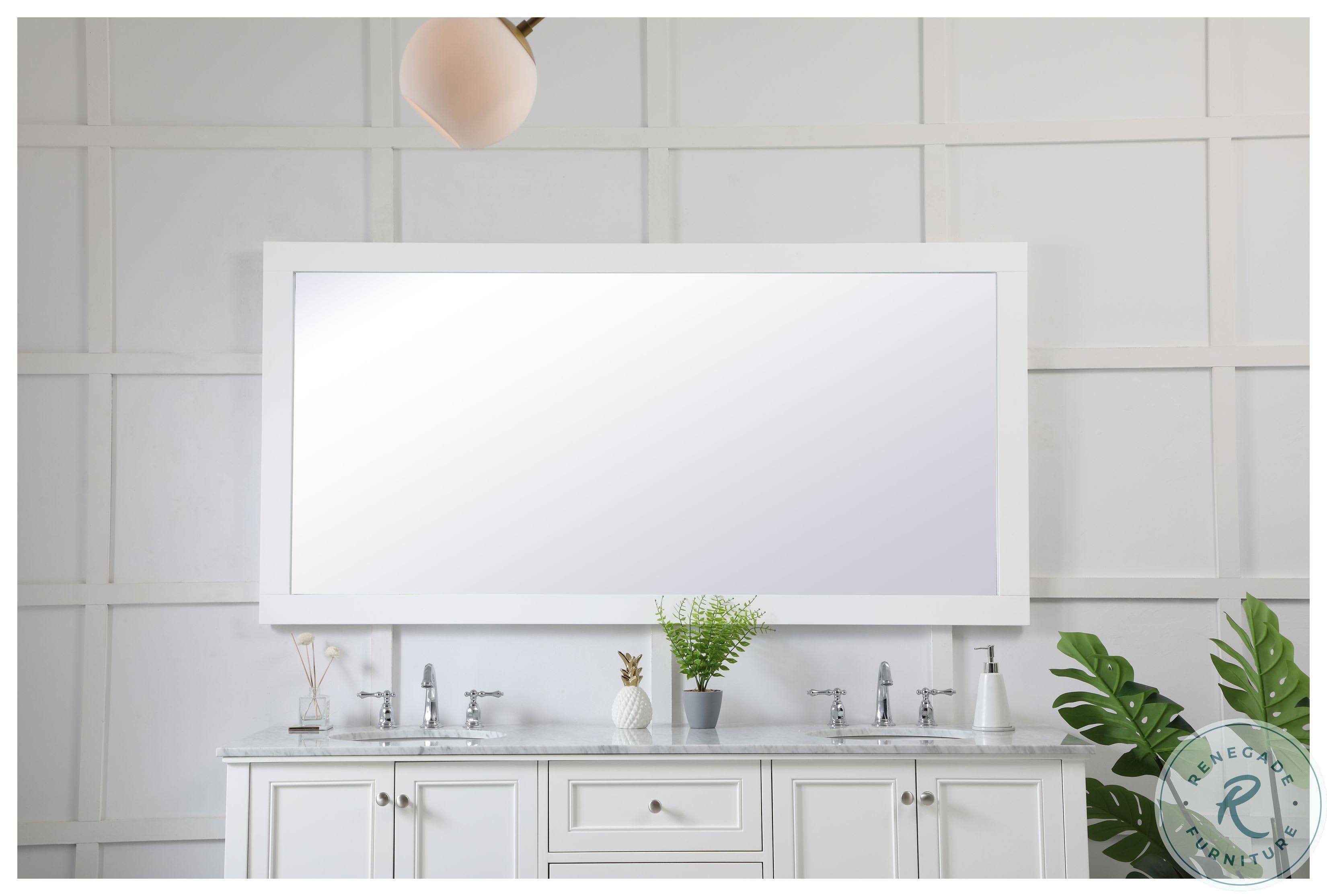 Elegant VM27236WH Aqua Rectangle Vanity Mirror 72 inch in White