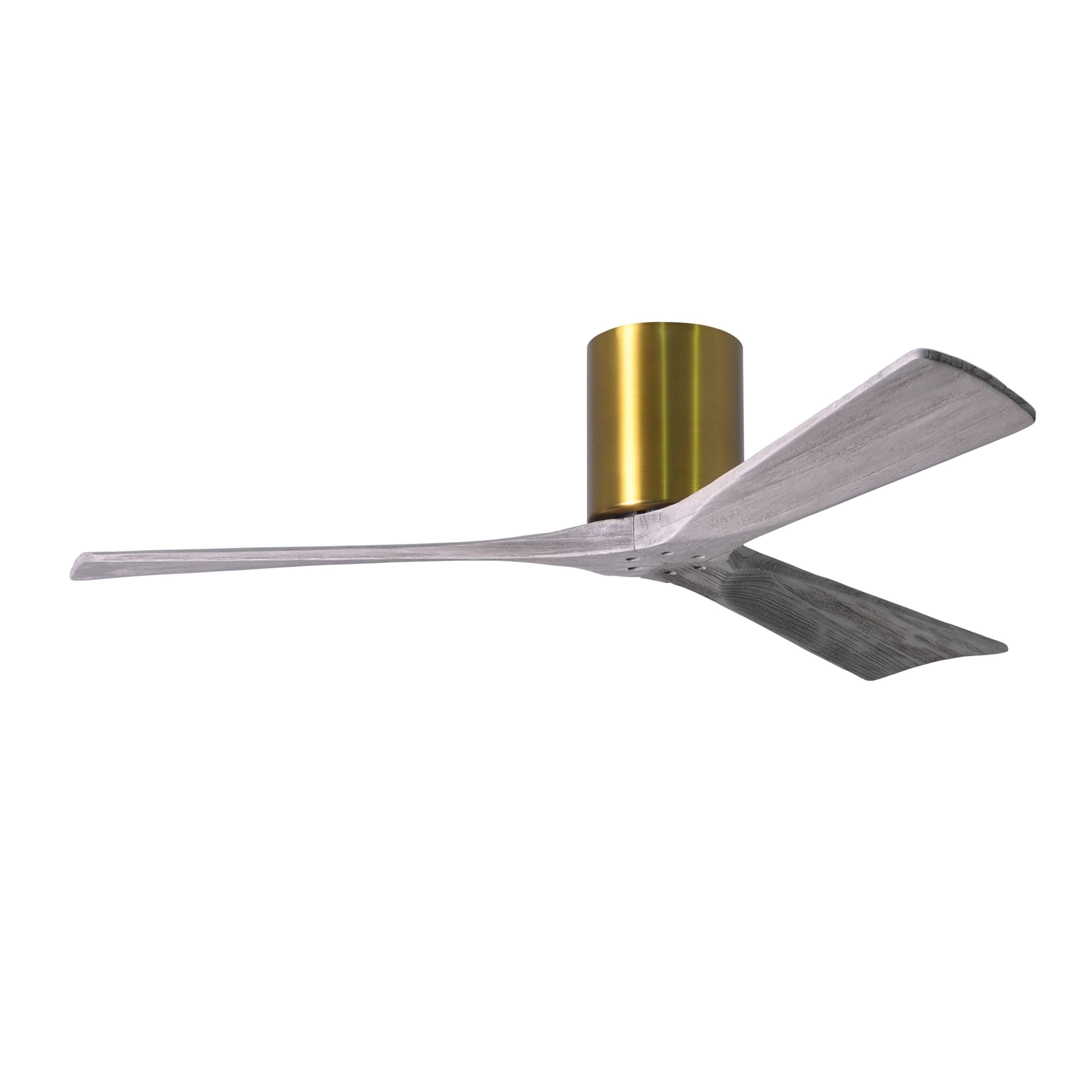 Matthews Fan Company Irene 52 inch Paddle Ceiling Fan in Brushed Brass 3 Barnwood Tone Blade - IR3H-BRBR-BW-52