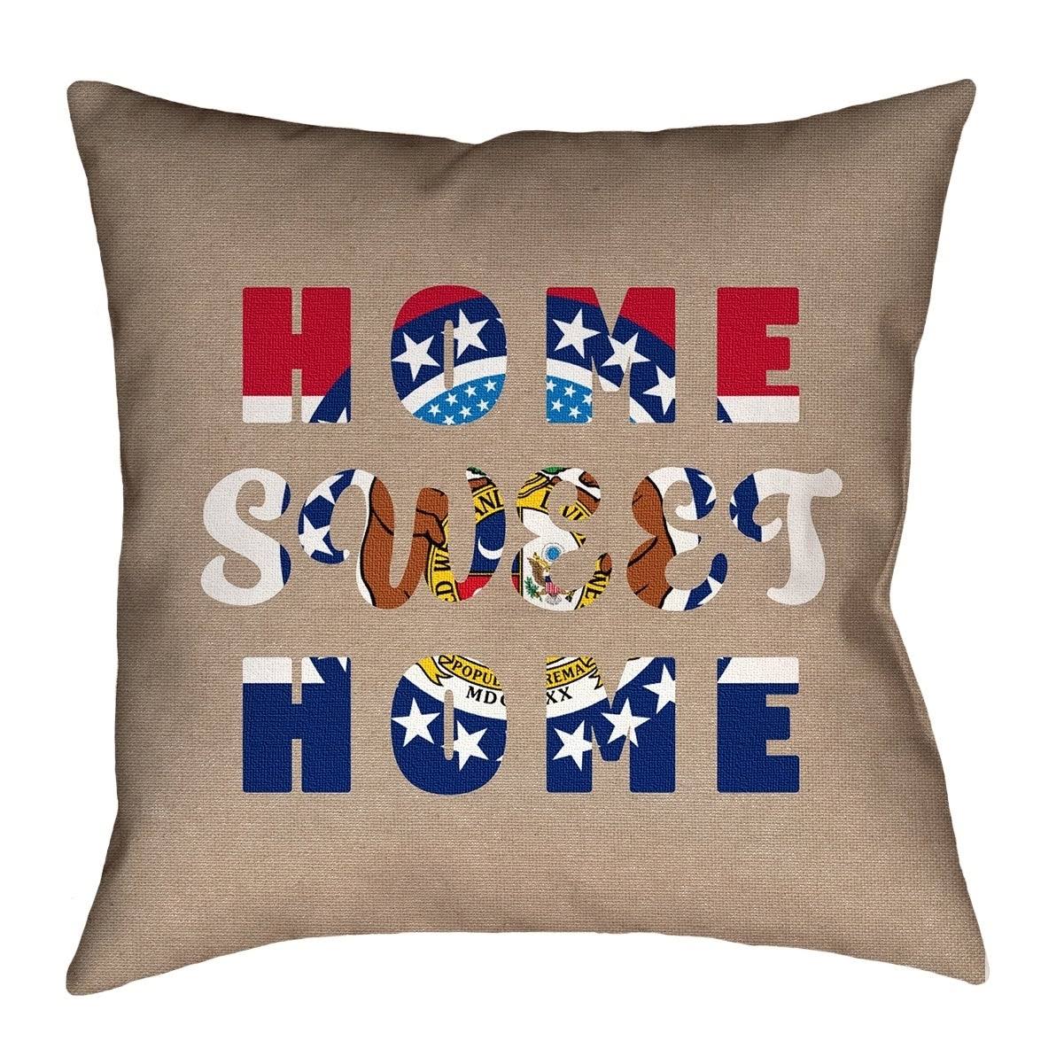 ArtVerse Katelyn Smith Home Sweet Missouri Pillow - Spun Polyester, Size: 18 x 18, Beige