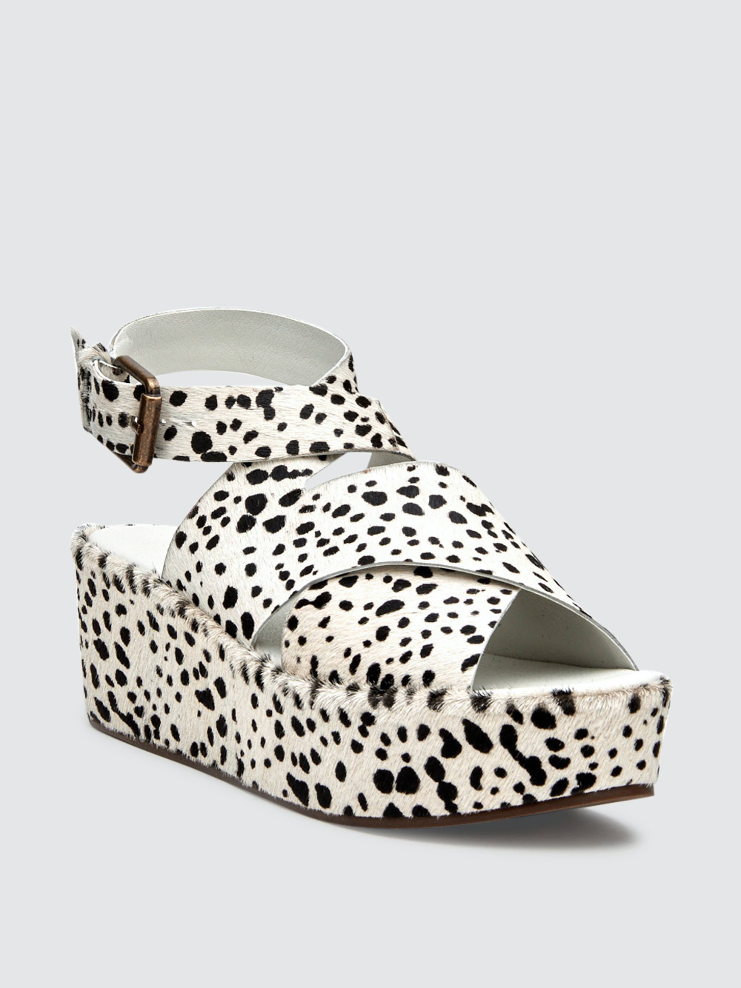 Matisse Runaway Women&s Platform, Black / White Spot / 7 M