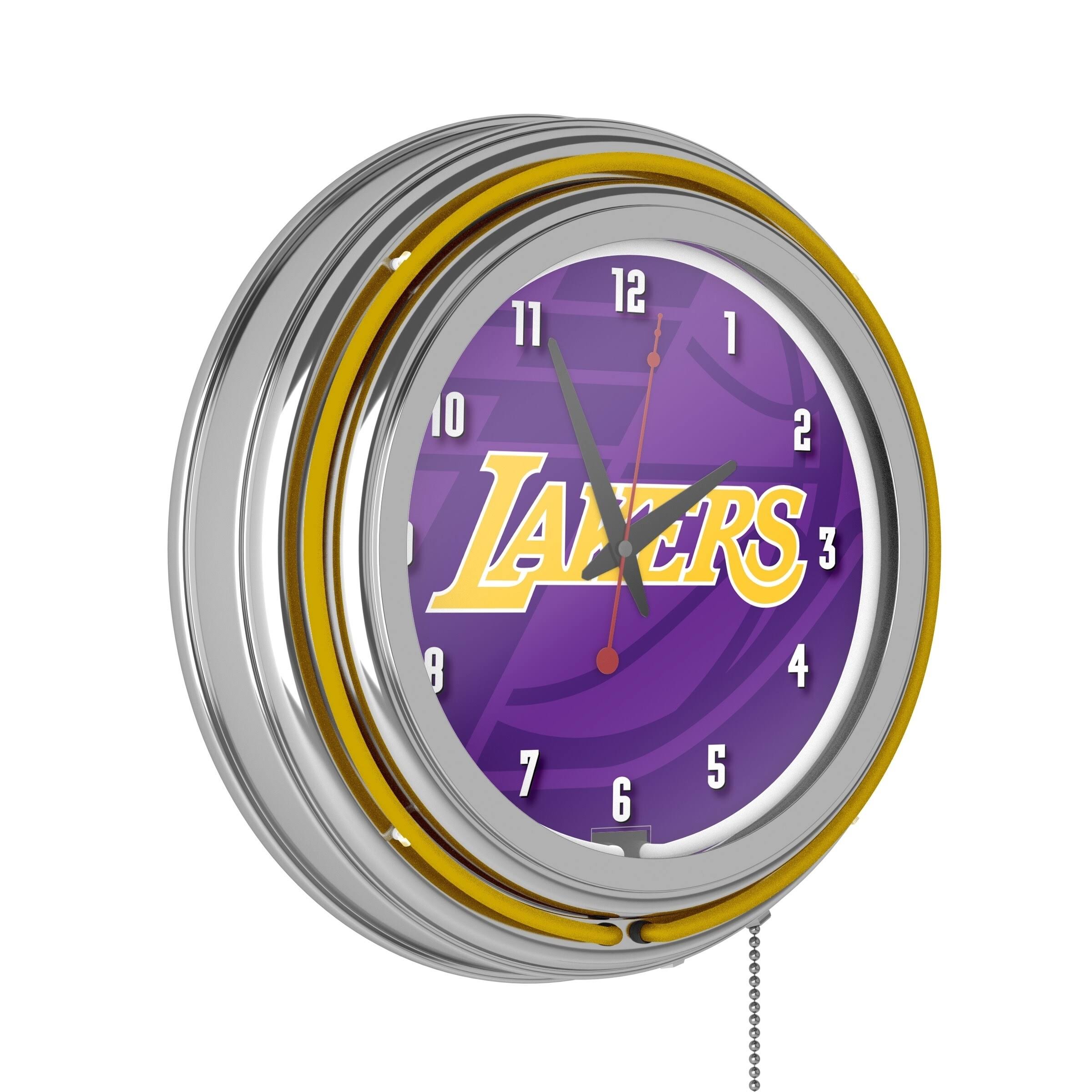 NBA Chrome Double Rung Neon Clock - Fade - Houston Rockets