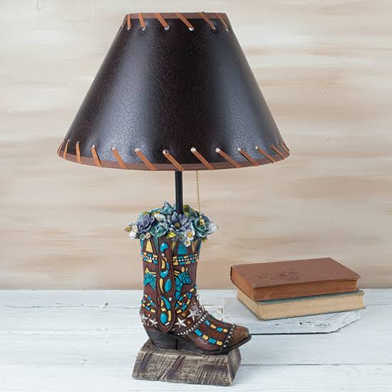 Rod's Exclusive Cowgirl Boot and Flowers Accent Lamp