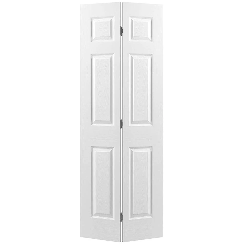 24 in. x 80 in. Textured 6-Panel Primed Hollow Core Composite Bi-Fold Interior Door