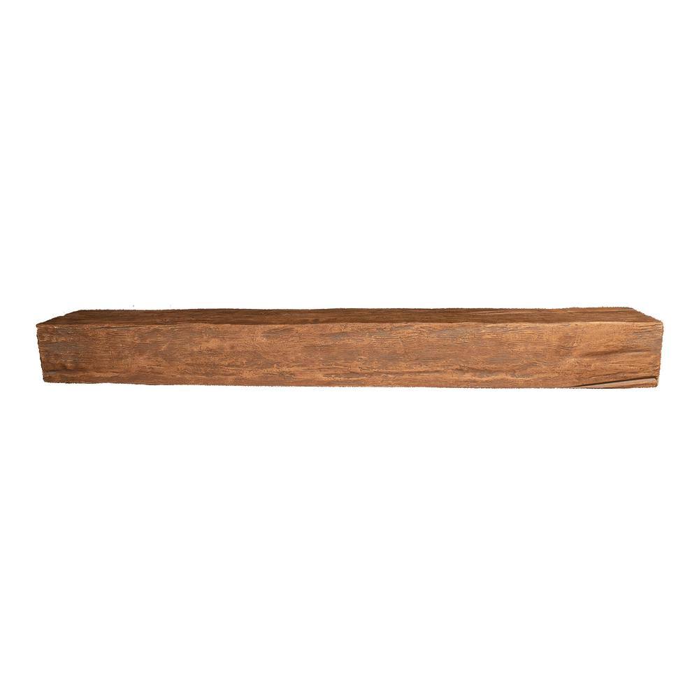 6 in. x 8 in. x 4.5 ft. Pecan Riverwood Faux Wood Cap-Shelf Mantel