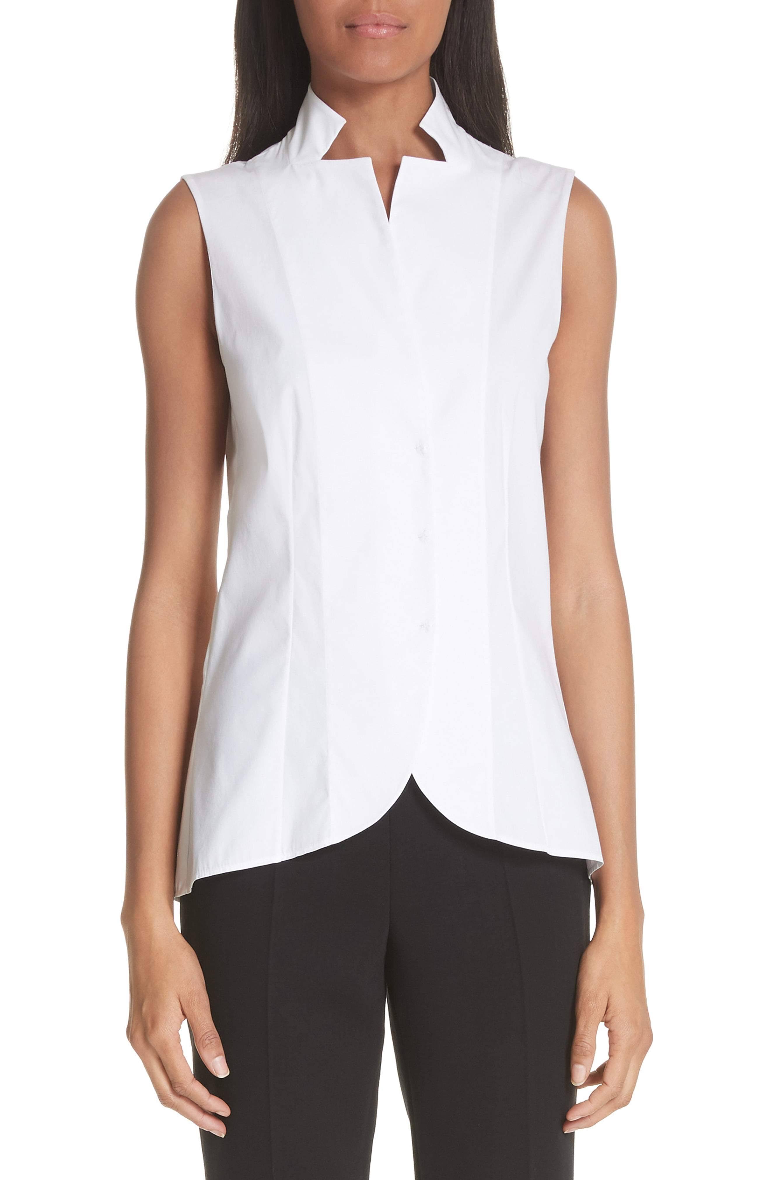 Akris Women's Stand Collar Blouse - White - Size 6