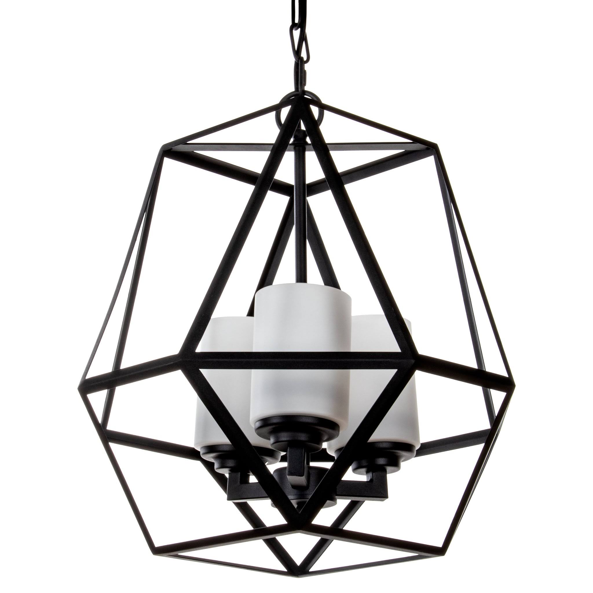 Amalfi D茅cor 3-Light Wrought Iron Chandelier Pendant Light, Hard-Wire Only (Black) Wrought Iron Frame with Glass Crystals