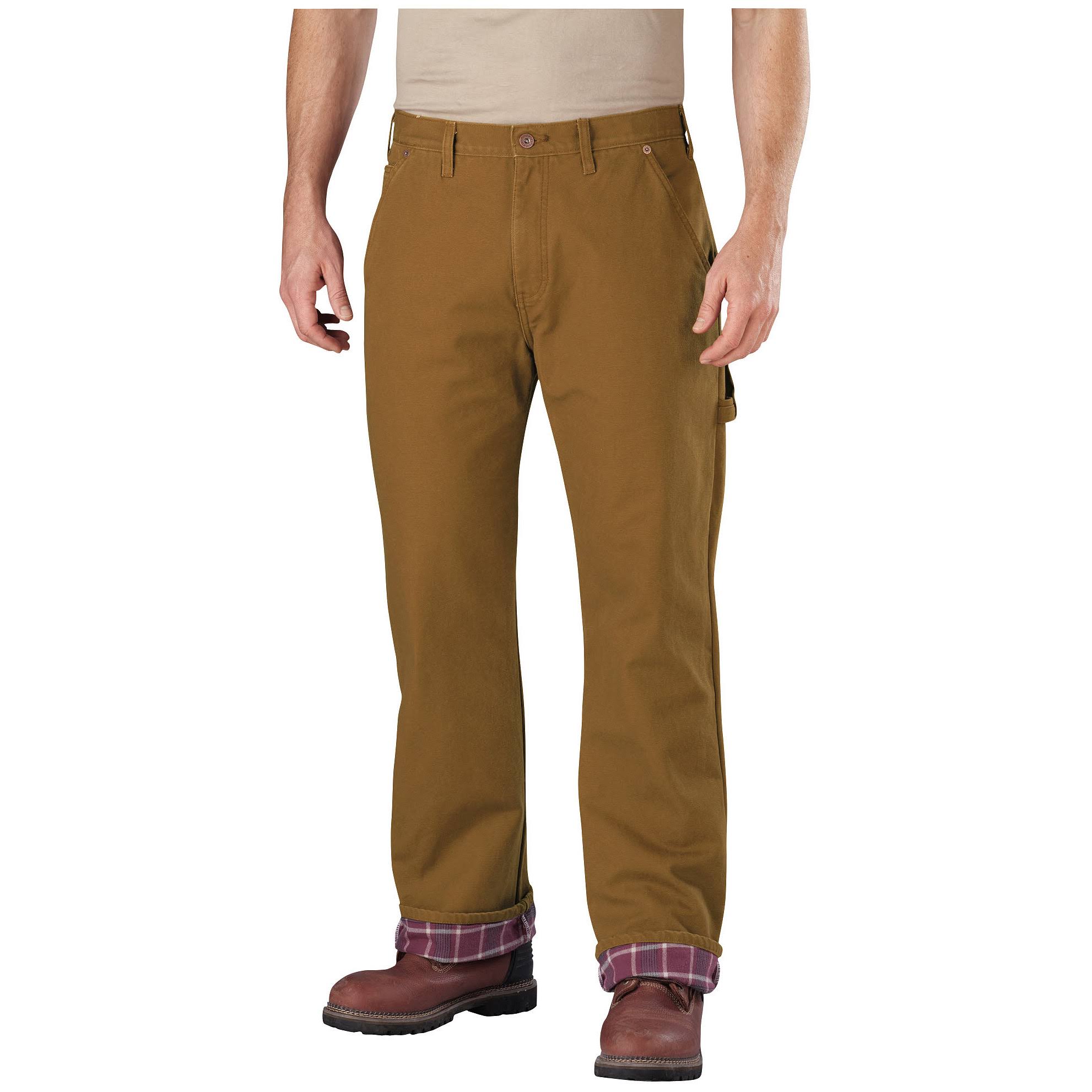 Dickies Men's Relaxed Straight Fit Flannel-Lined Carpenter Duck Jean - Brown