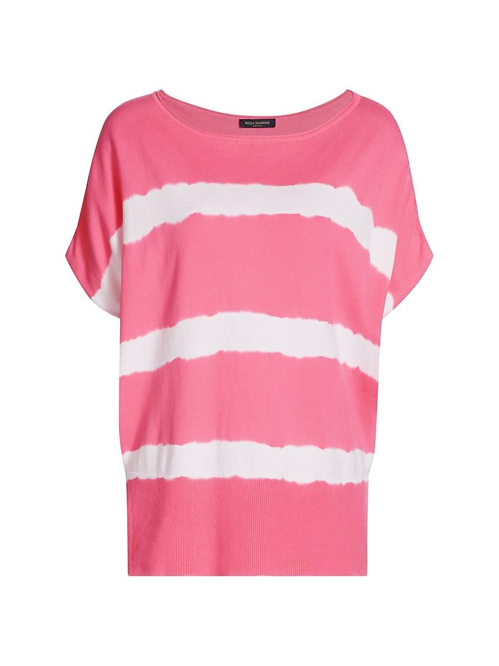 Piazza Sempione Tie-Dye Stripe Batwing Shirt, Pink, Women's, 2