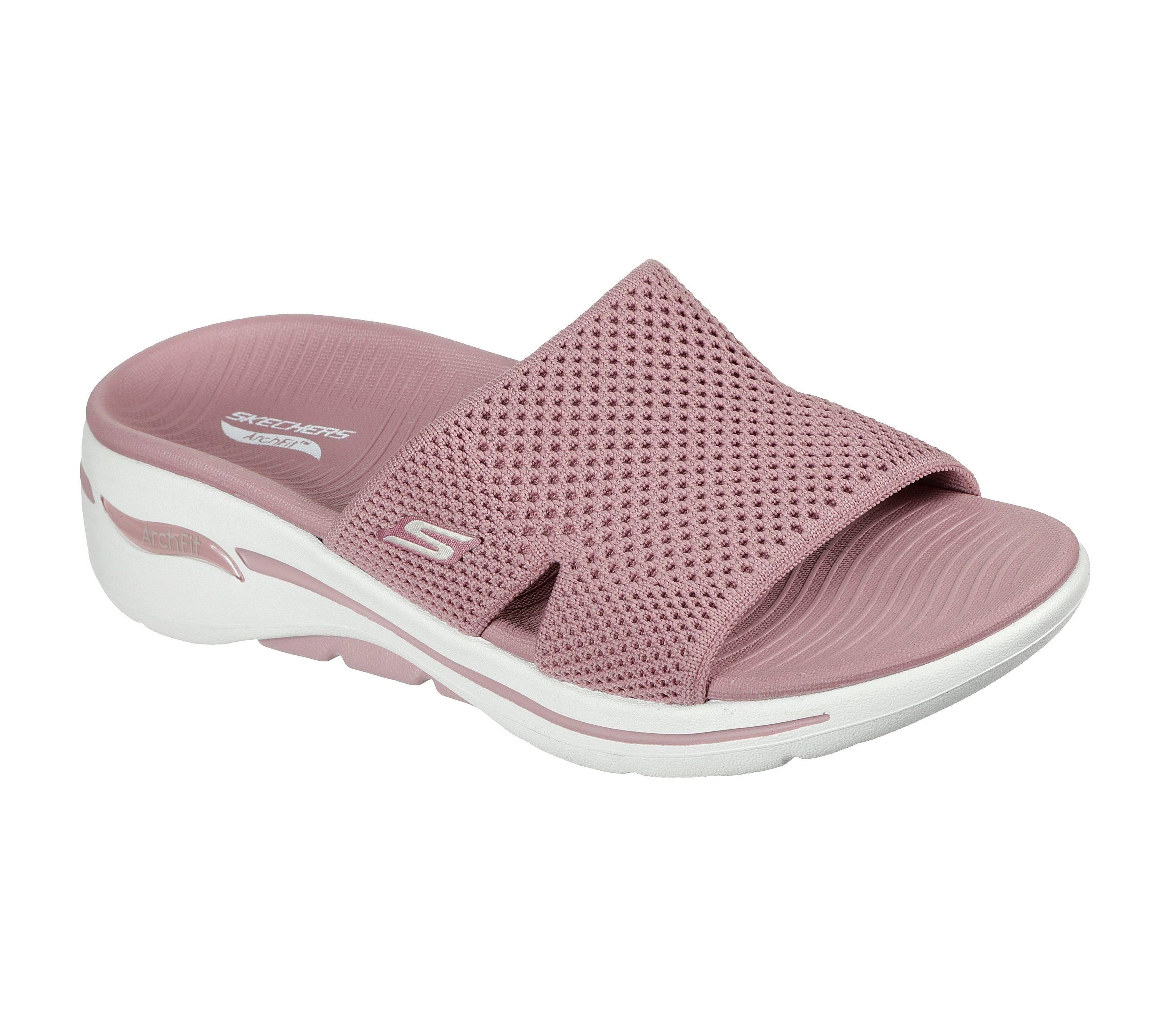 Skechers GOwalk Arch Fit - Knit Slide, Size 8, Rose