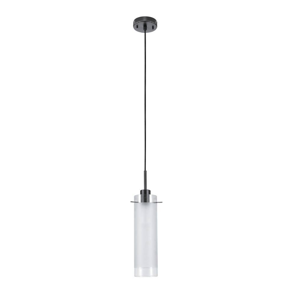 Globe Electric Sydney 1-Light Dark Bronze Pendant with Clear Glass Shade and Frosted Glass Insert 60464