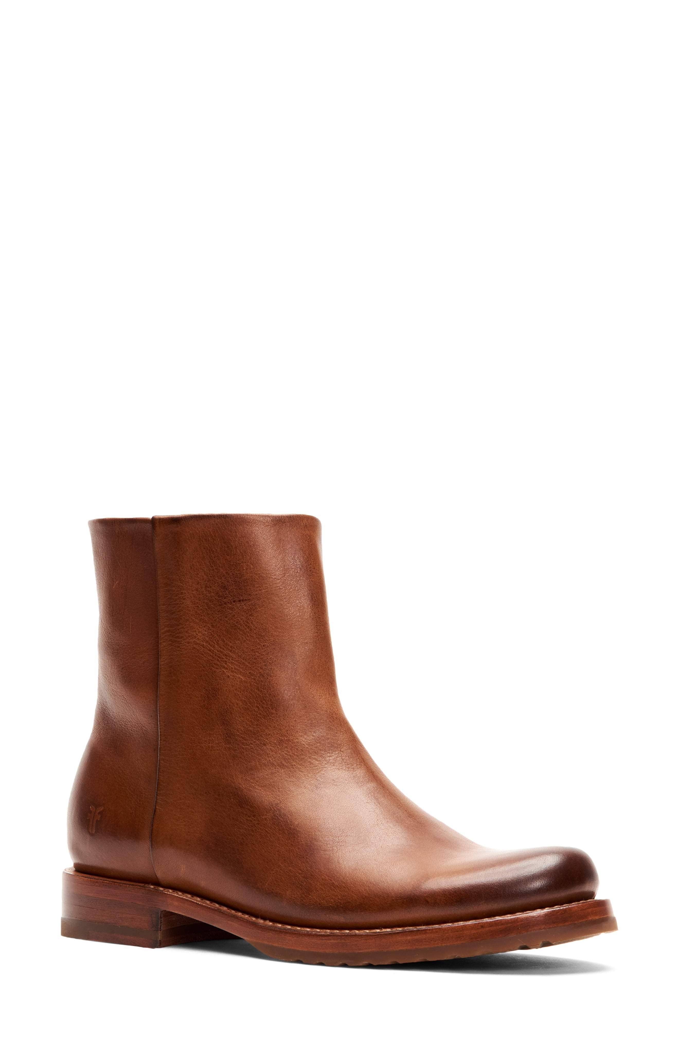 Frye Veronica Inside Zip Shoes, Low Heel in Caramel, Women's Size 8