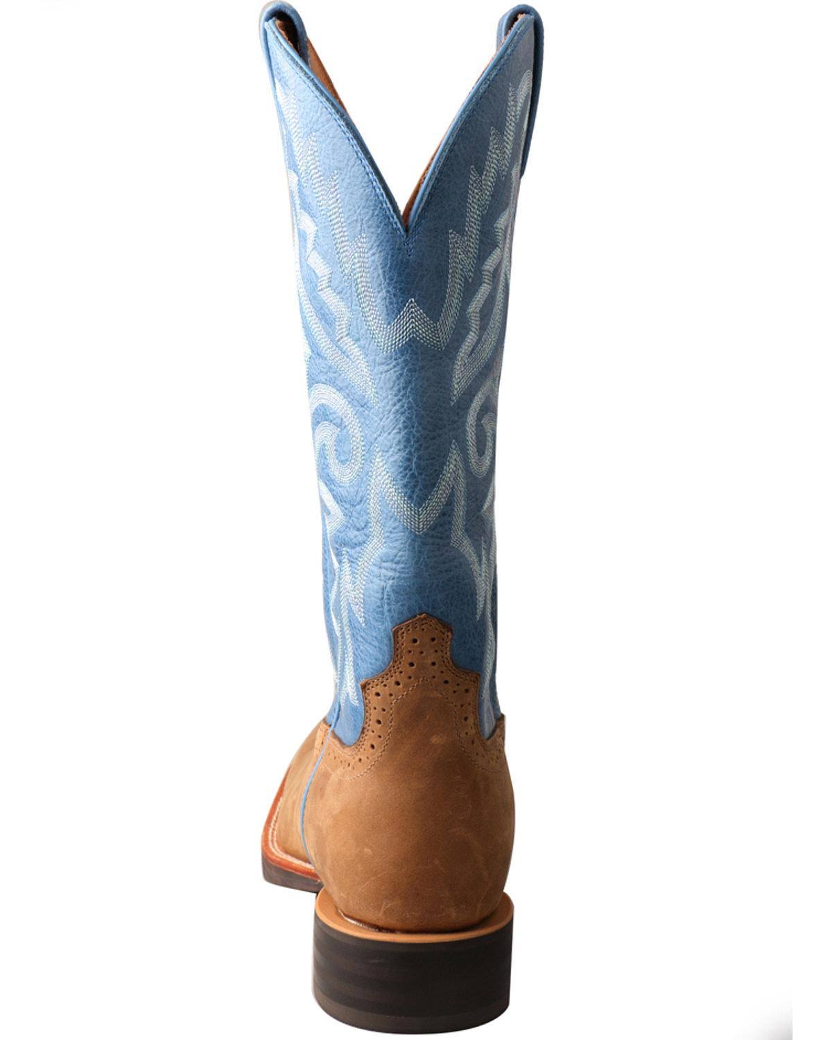Twisted x Men's MRS0062 Ruff Stock Cowboy Boot, Tan/Sky Blue Leather