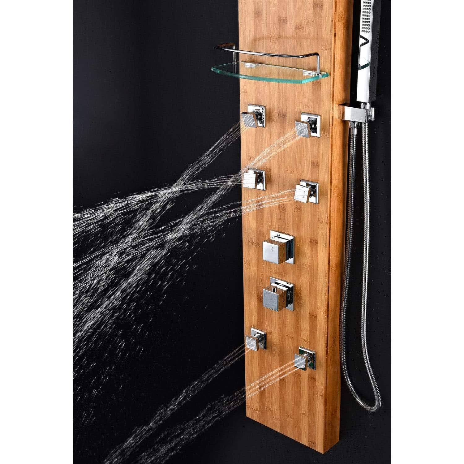 Mansion 60 in. Full Body Shower Panel with Heavy Rain Shower and Spray Wand in Natural Bamboo - Anzzi - SP-AZ8099