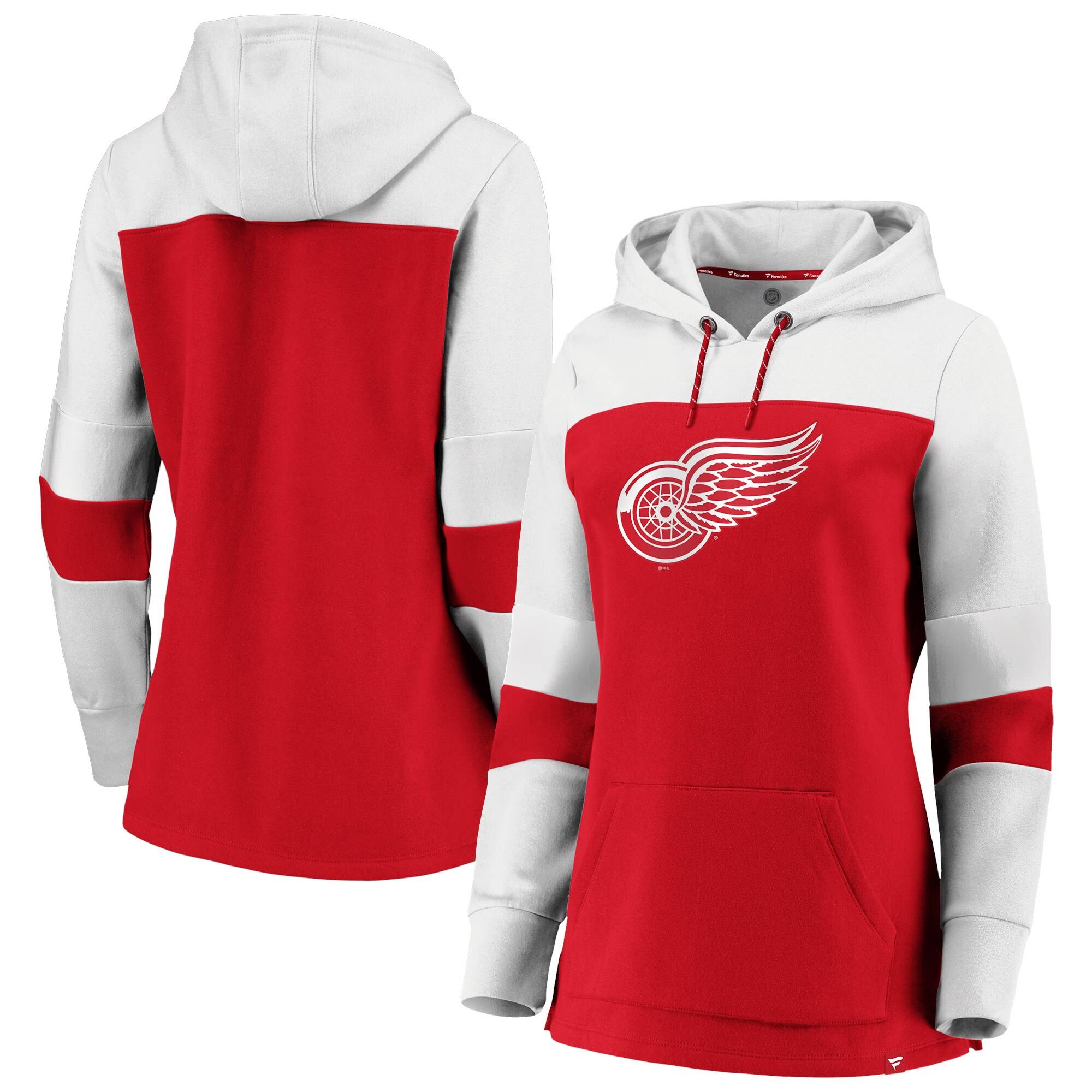 Fanatics Branded Detroit Red Wings Women's Red/White Iconic Colorblocked Fleece Pullover Hoodie Size: Medium
